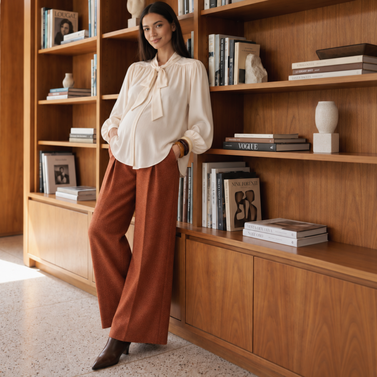 Tie-Neck Longline Blouse in White