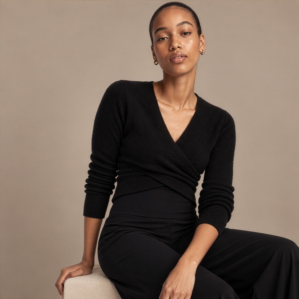 Willa Maternity & Nursing Knit Sweater in Black