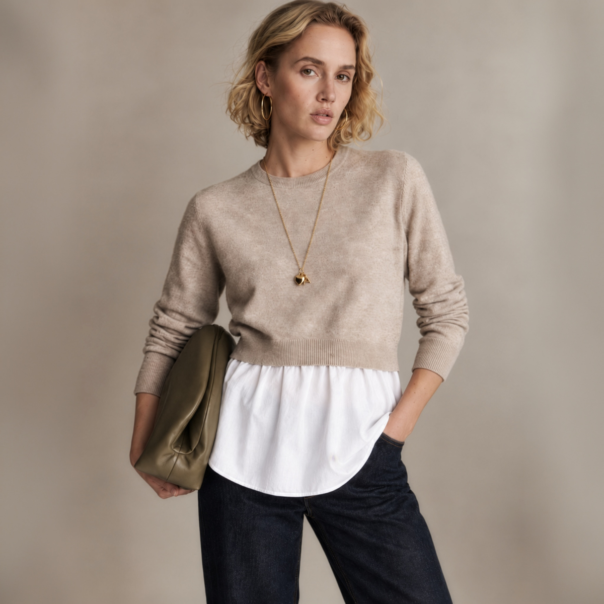 Sandy Detachable Maternity & Nursing Knit in Latte