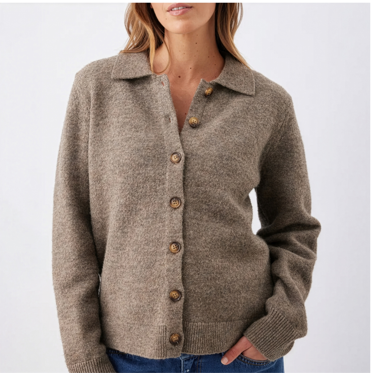Brodie Maternity & Nursing Collared Cardigan in Truffle