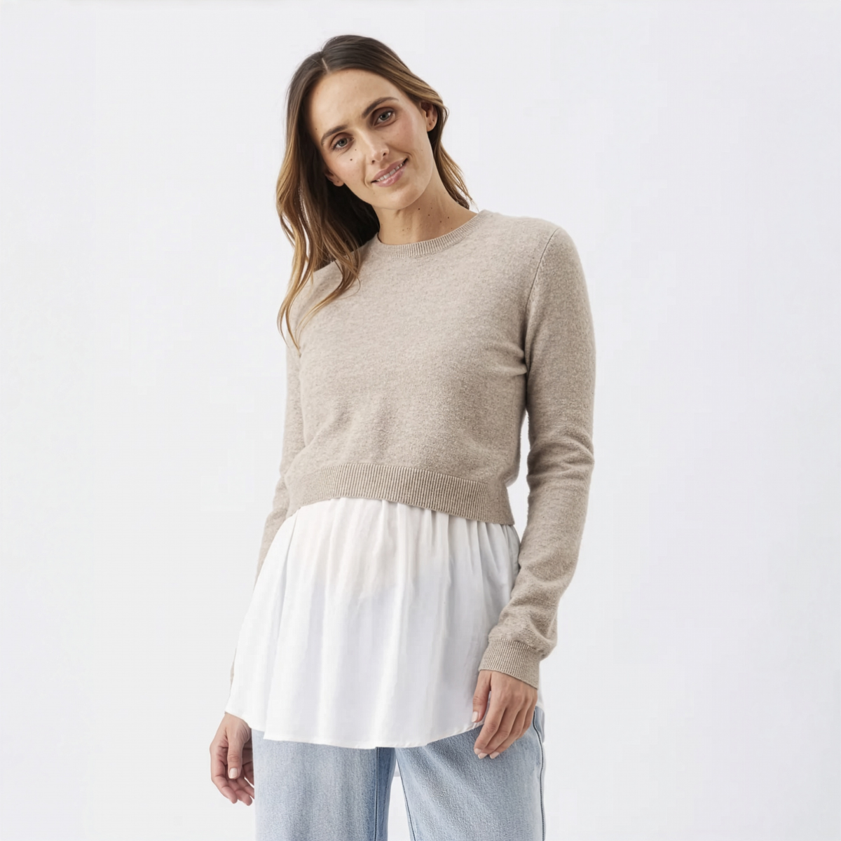 Sandy Detachable Maternity & Nursing Knit in Latte