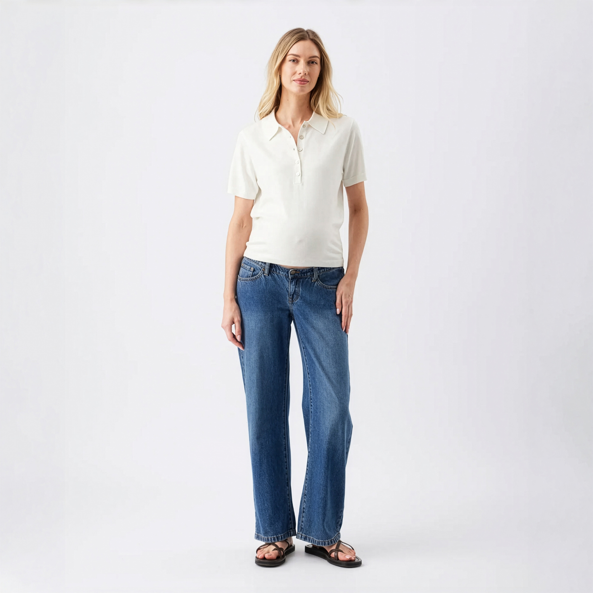 Billie Wide-Leg Maternity Jeans in Dark Wash