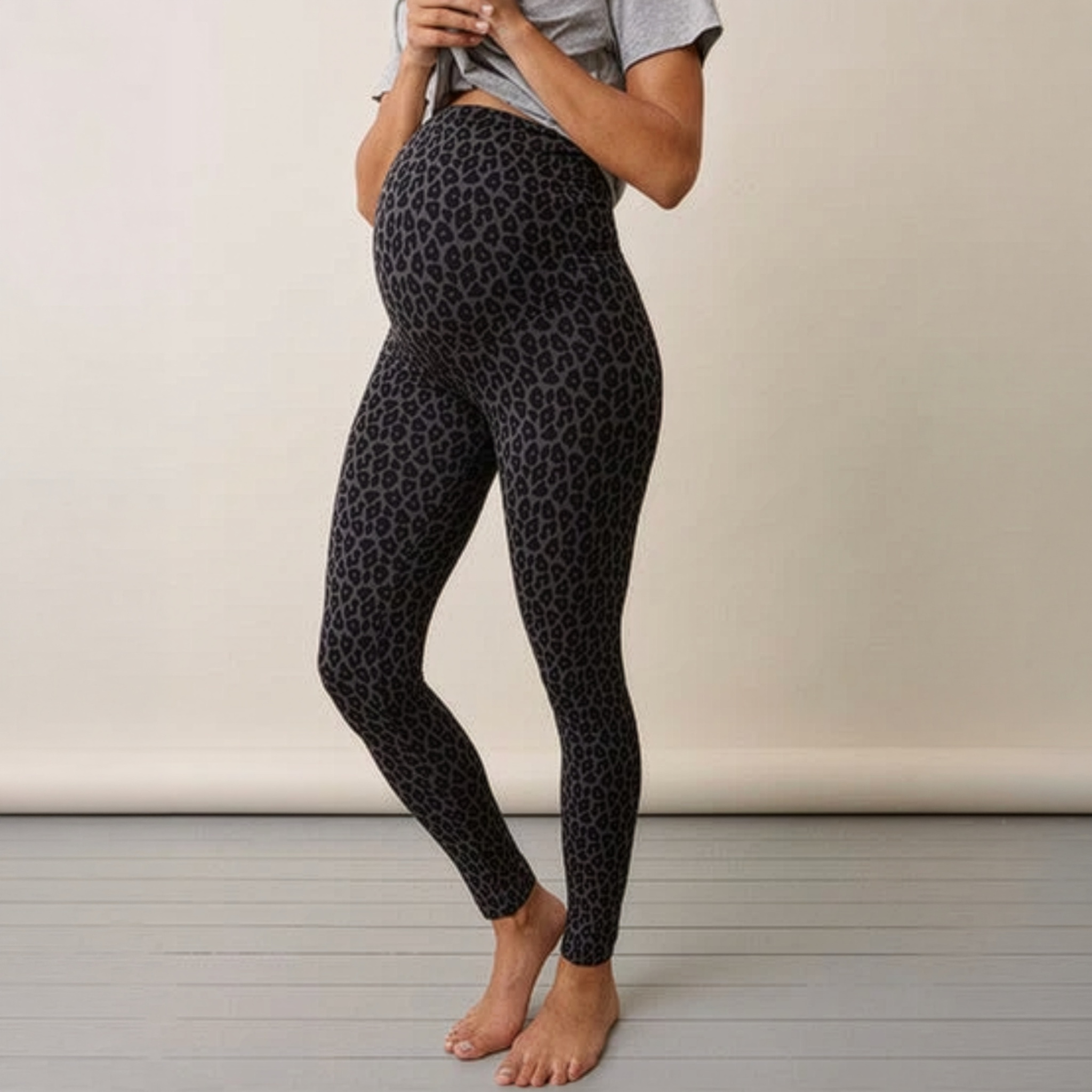 Once-On-Never-Off Maternity & Postpartum Legging in Charcoal Leopard