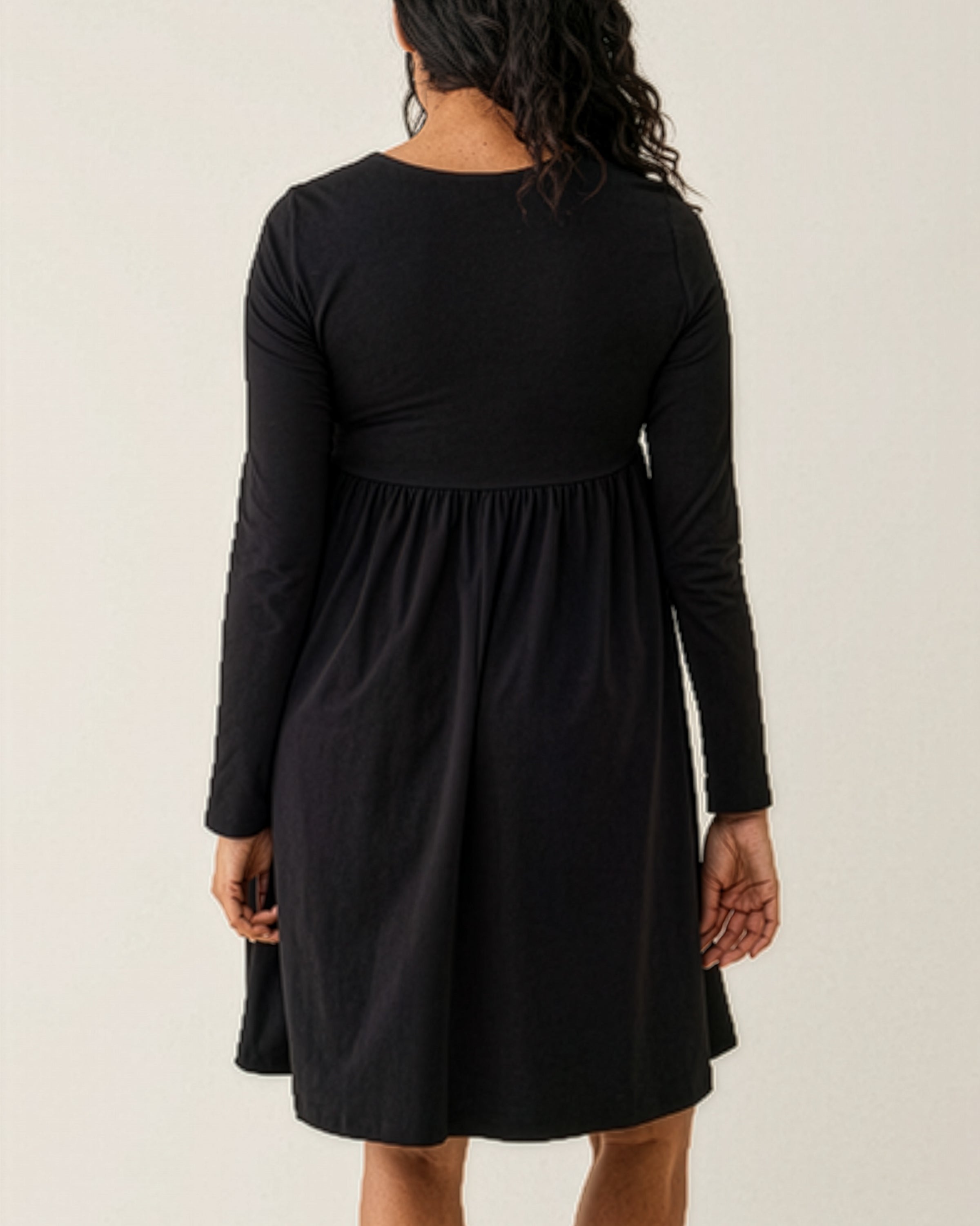 Maternity & Nursing Babydoll Dress in Black