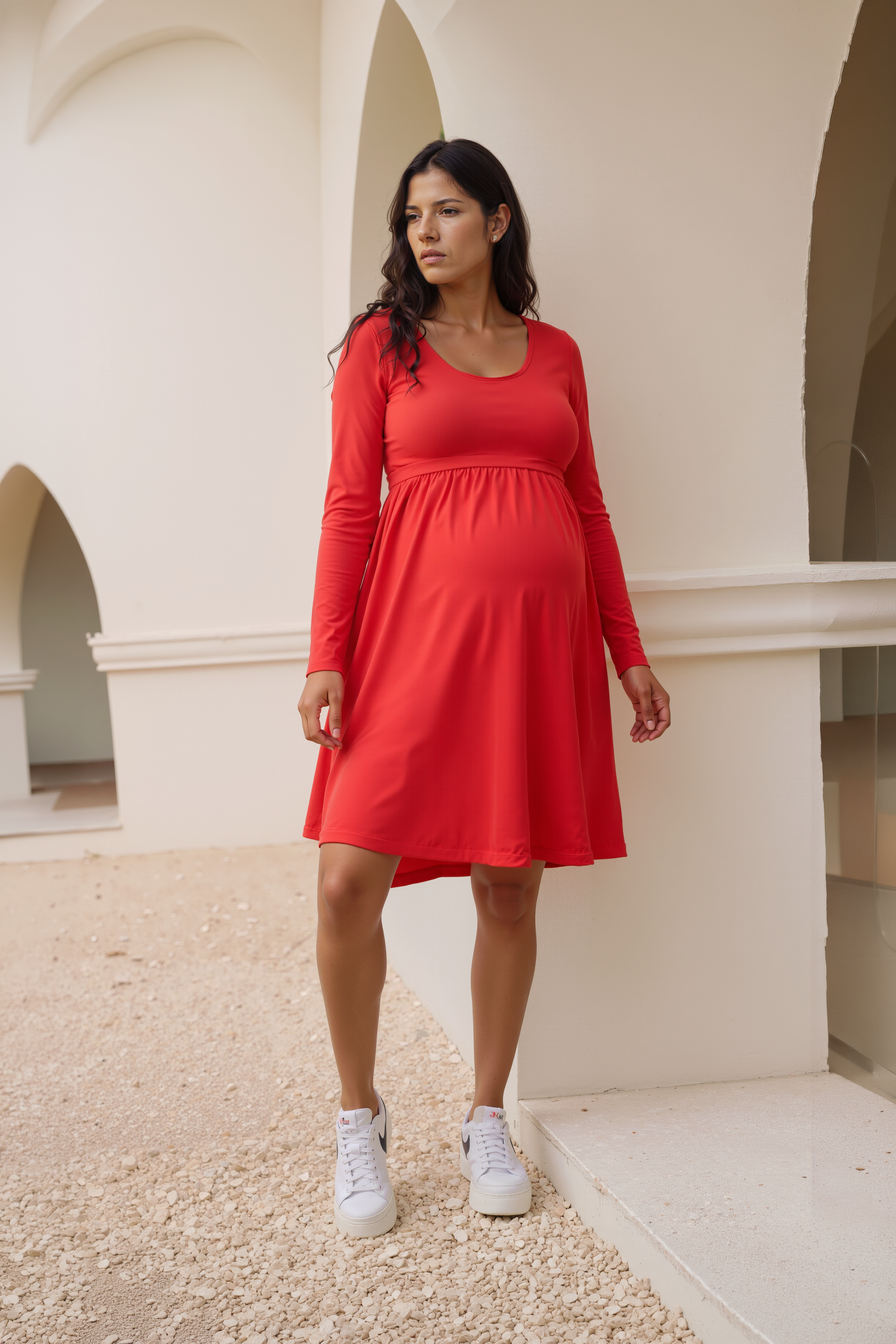 Maternity & Nursing Babydoll Dress in Hibiscus