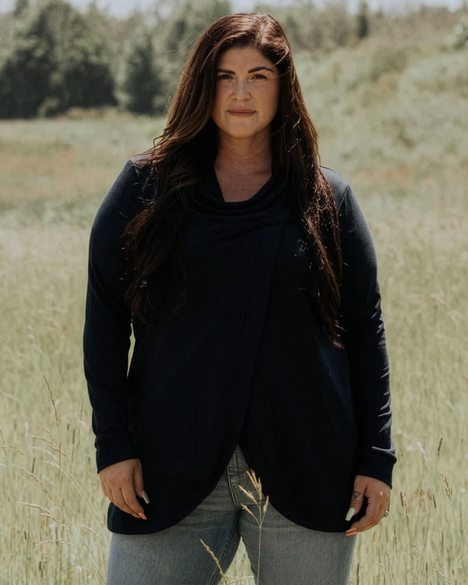 Cross Front Sweater in Black