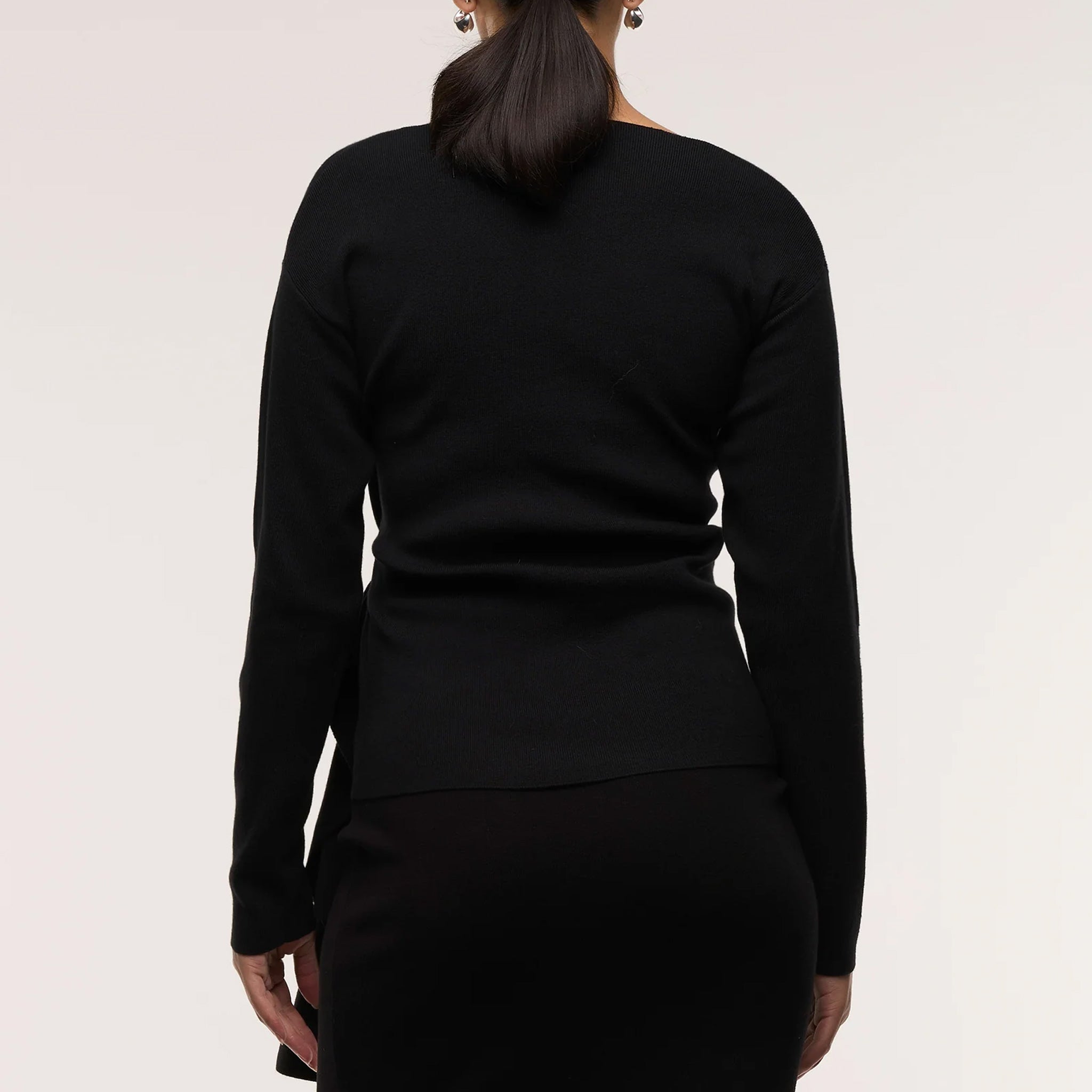 Cross Wrap Knit Feeding Top in Black