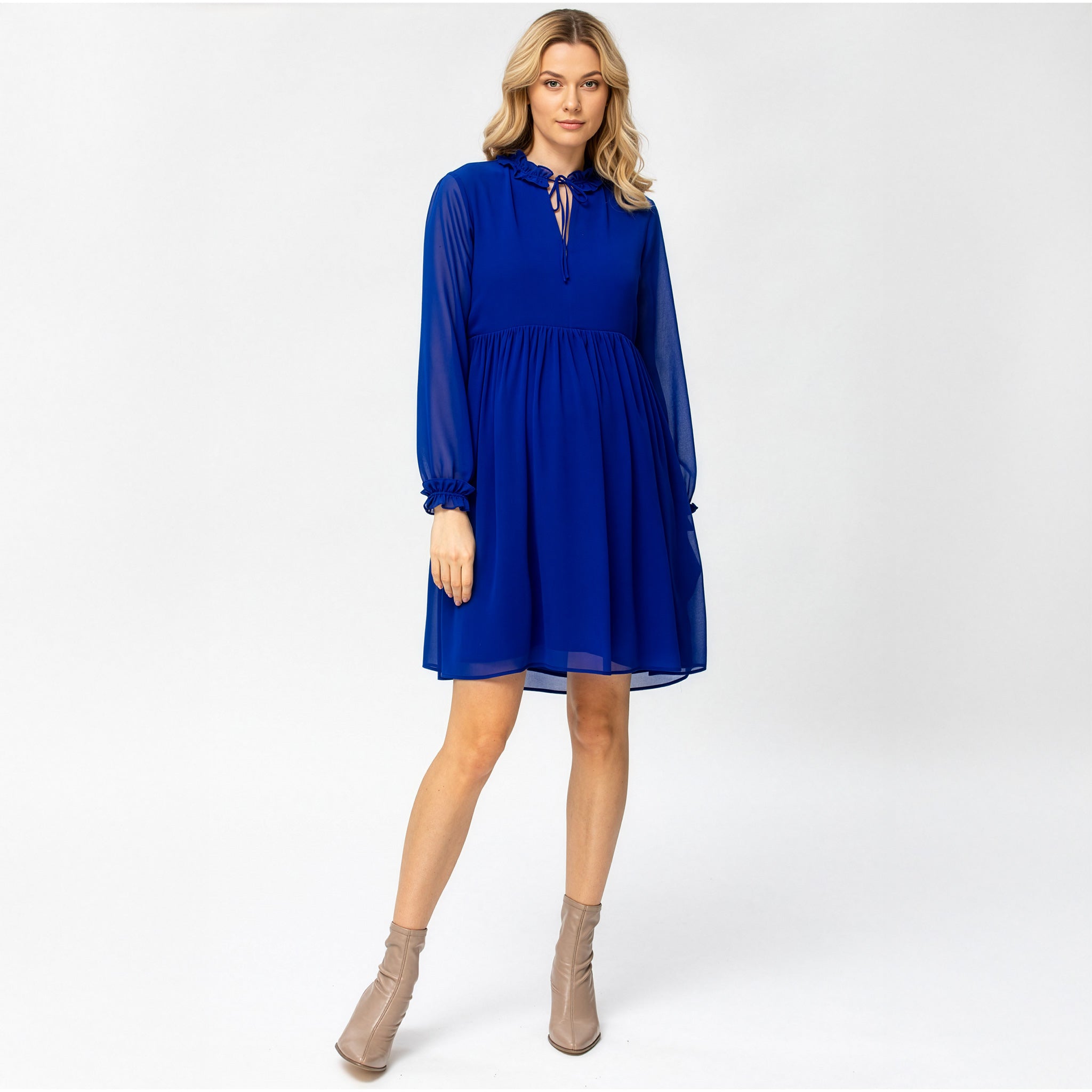 Matilde Maternity & Nursing Chiffon Dress in Sapphire Blue
