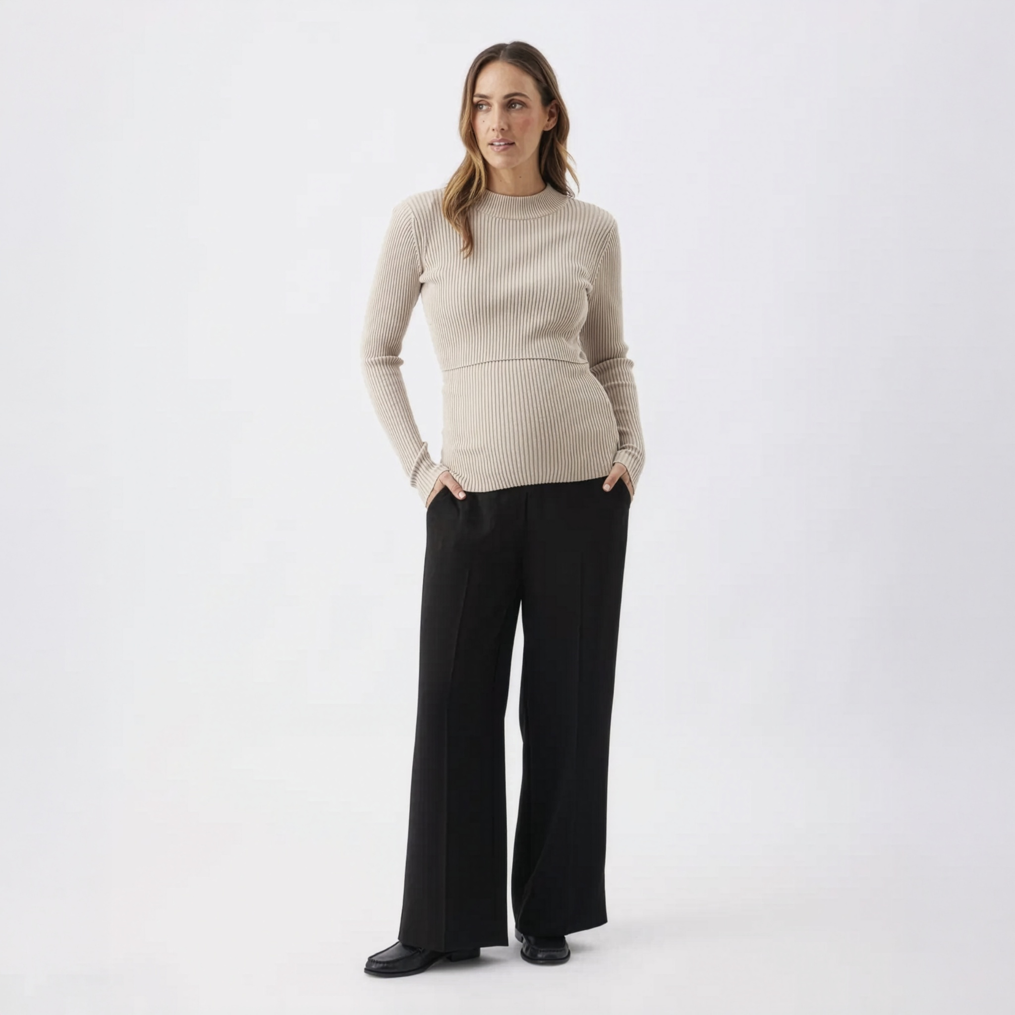 Alexa Wide Leg Maternity Pant in Black