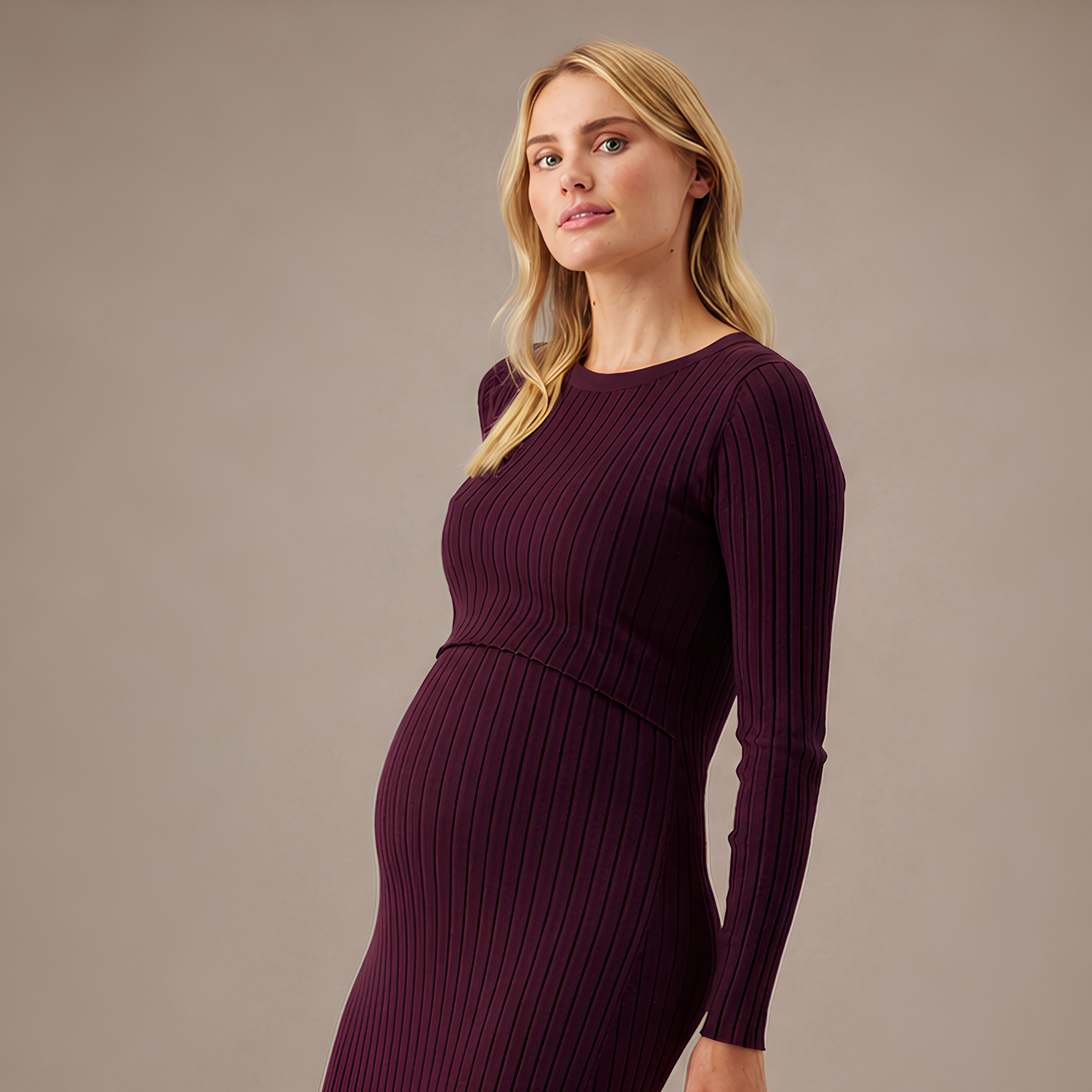 Eden Knit Maternity & Nursing Dress in Maroon