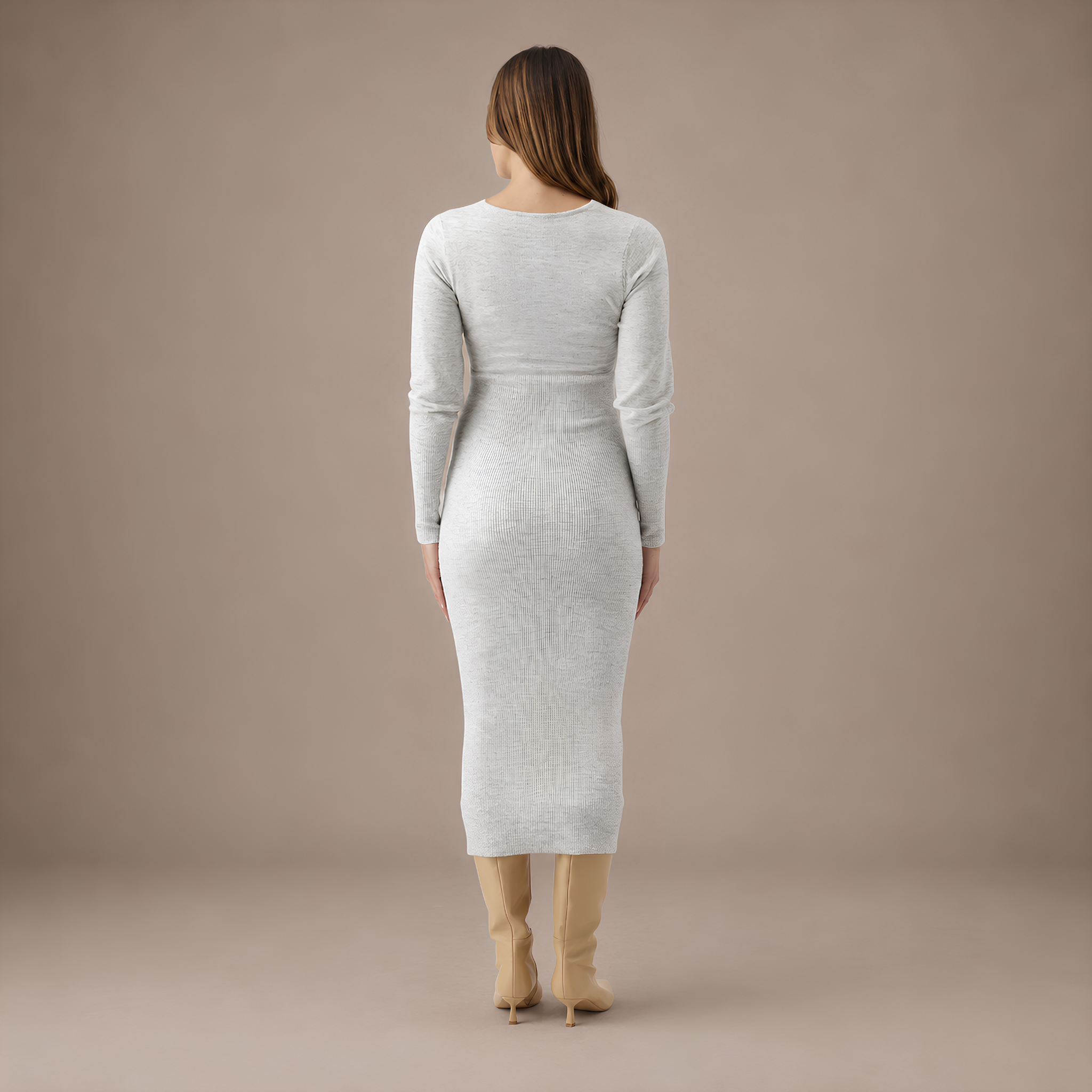Heidi Maternity & Nursing Knit Dress in Snow Marle