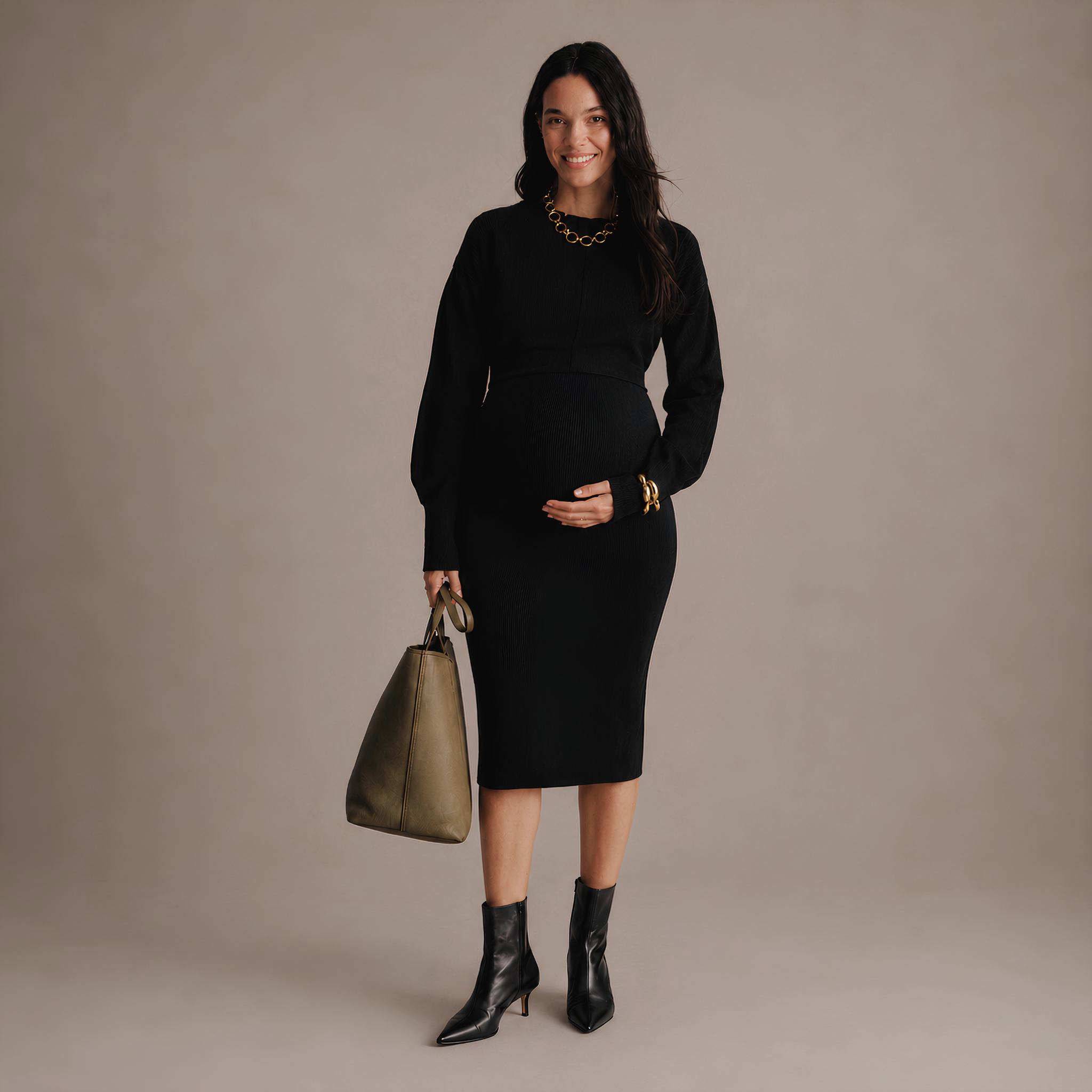 Sloane Knit Maternity Dress in Black