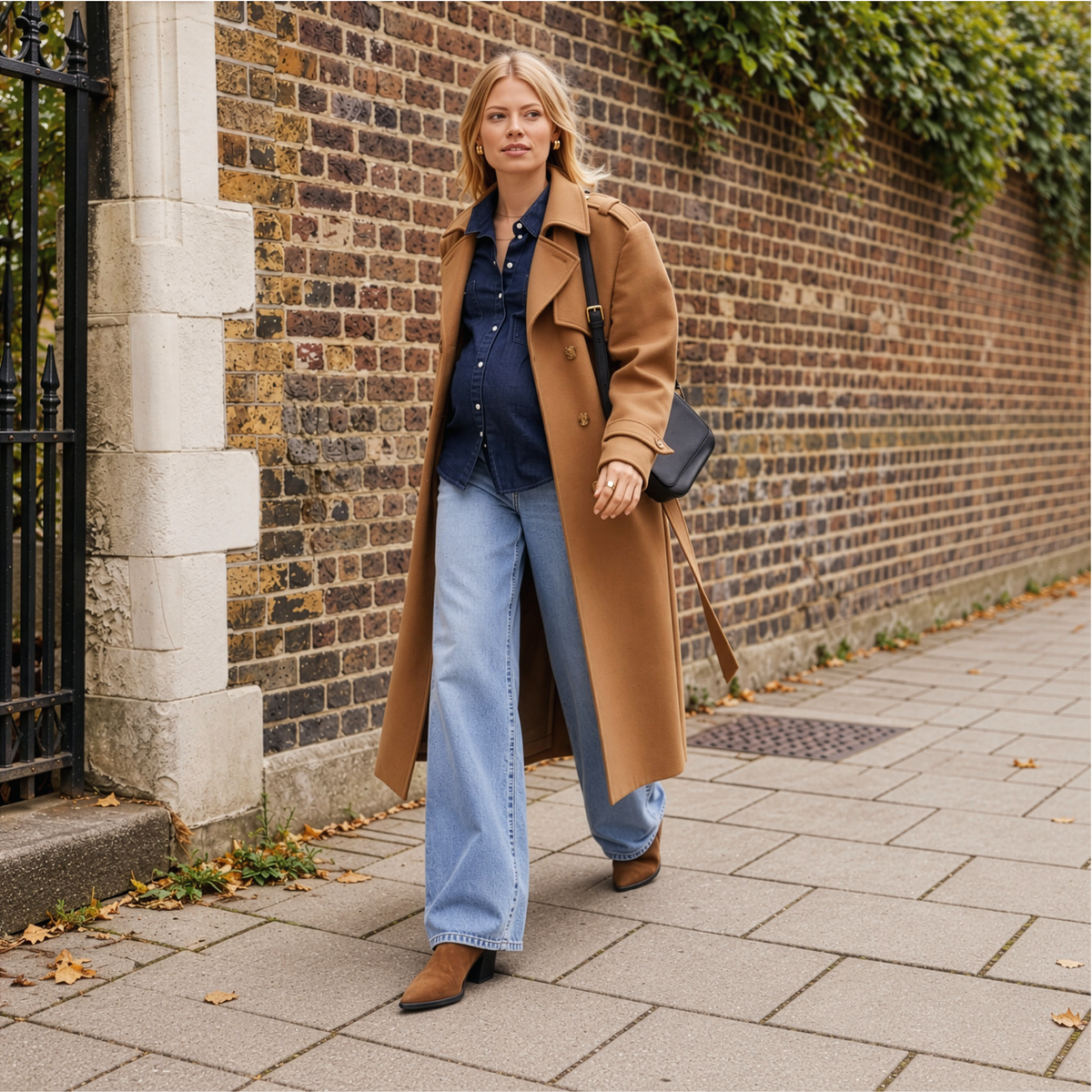 Relaxed Wide Leg Maternity Jeans in Dark Stone