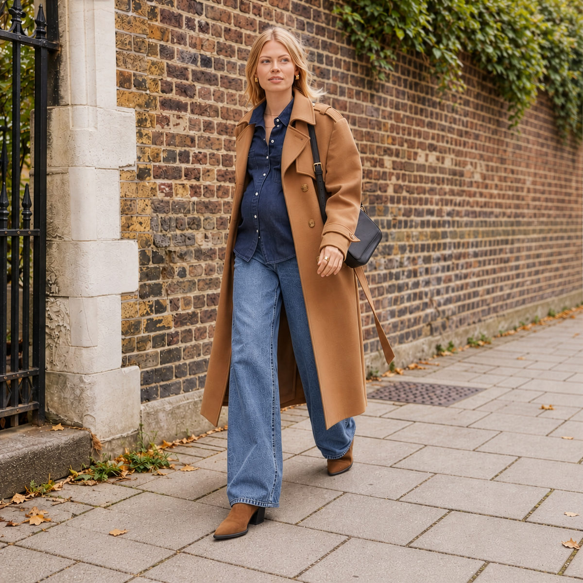 Relaxed Wide Leg Maternity Jeans in Dark Stone