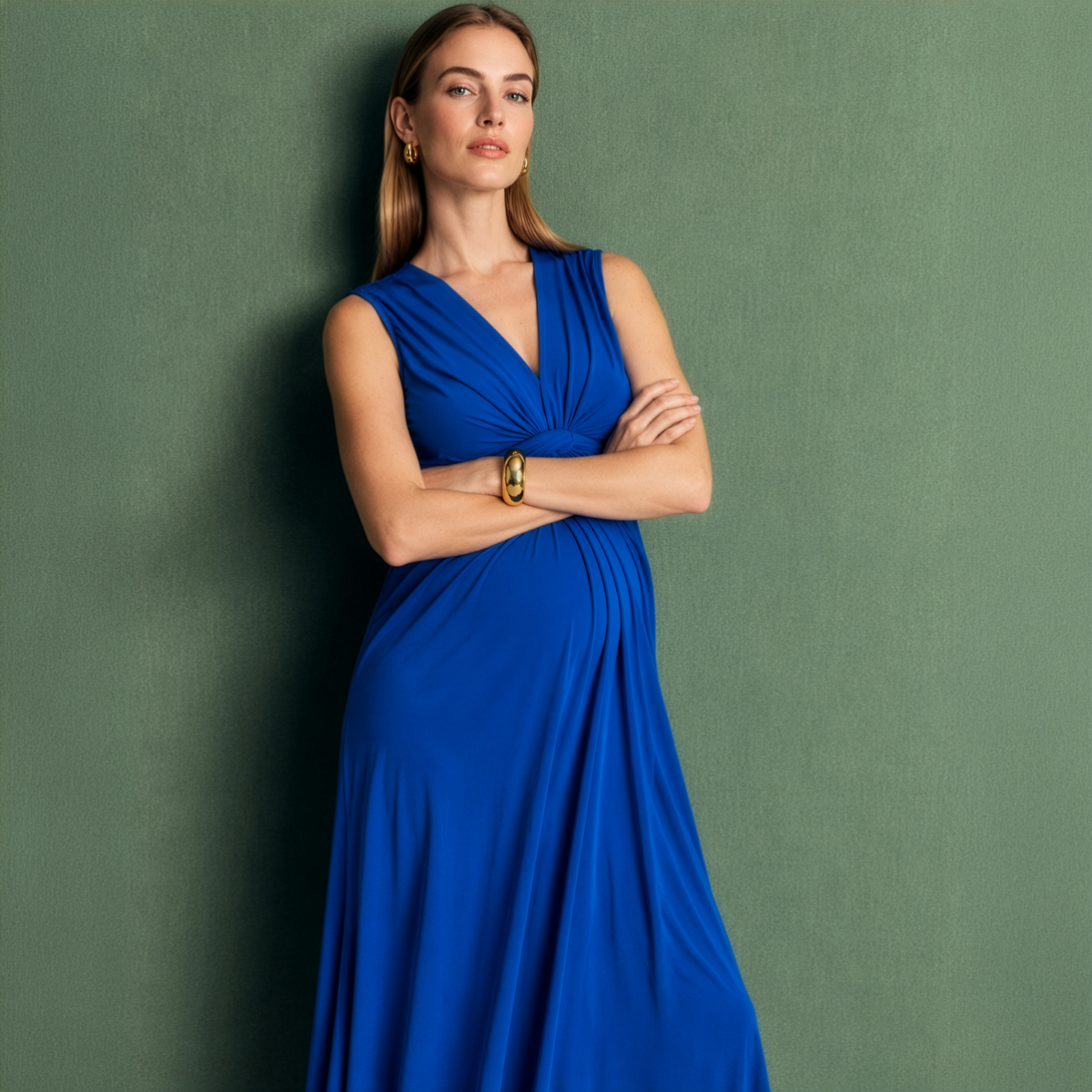 Papaver Maternity & Nursing Maxi Dress in Blue Sapphire