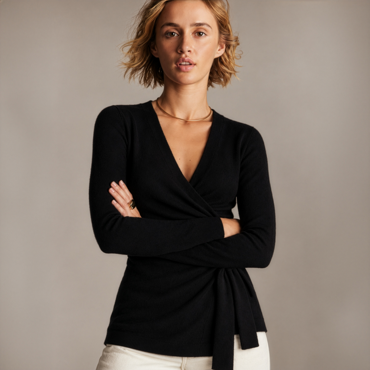 Cross Wrap Maternity & Nursing Knit Top in Black