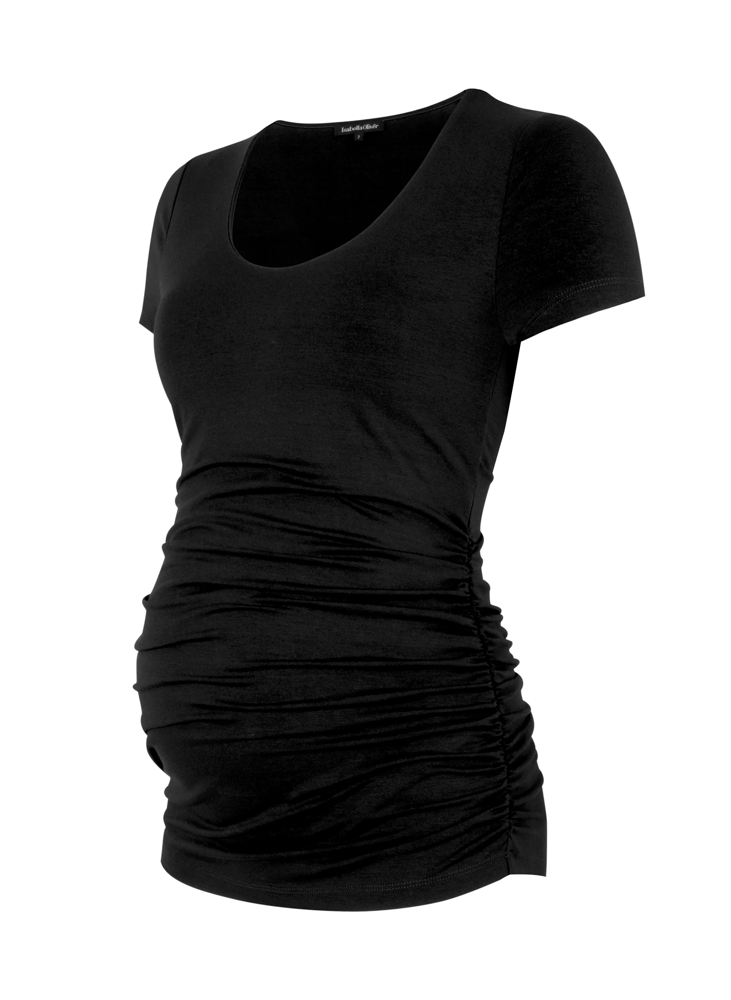 Maternity Cap Scoop Top in Black