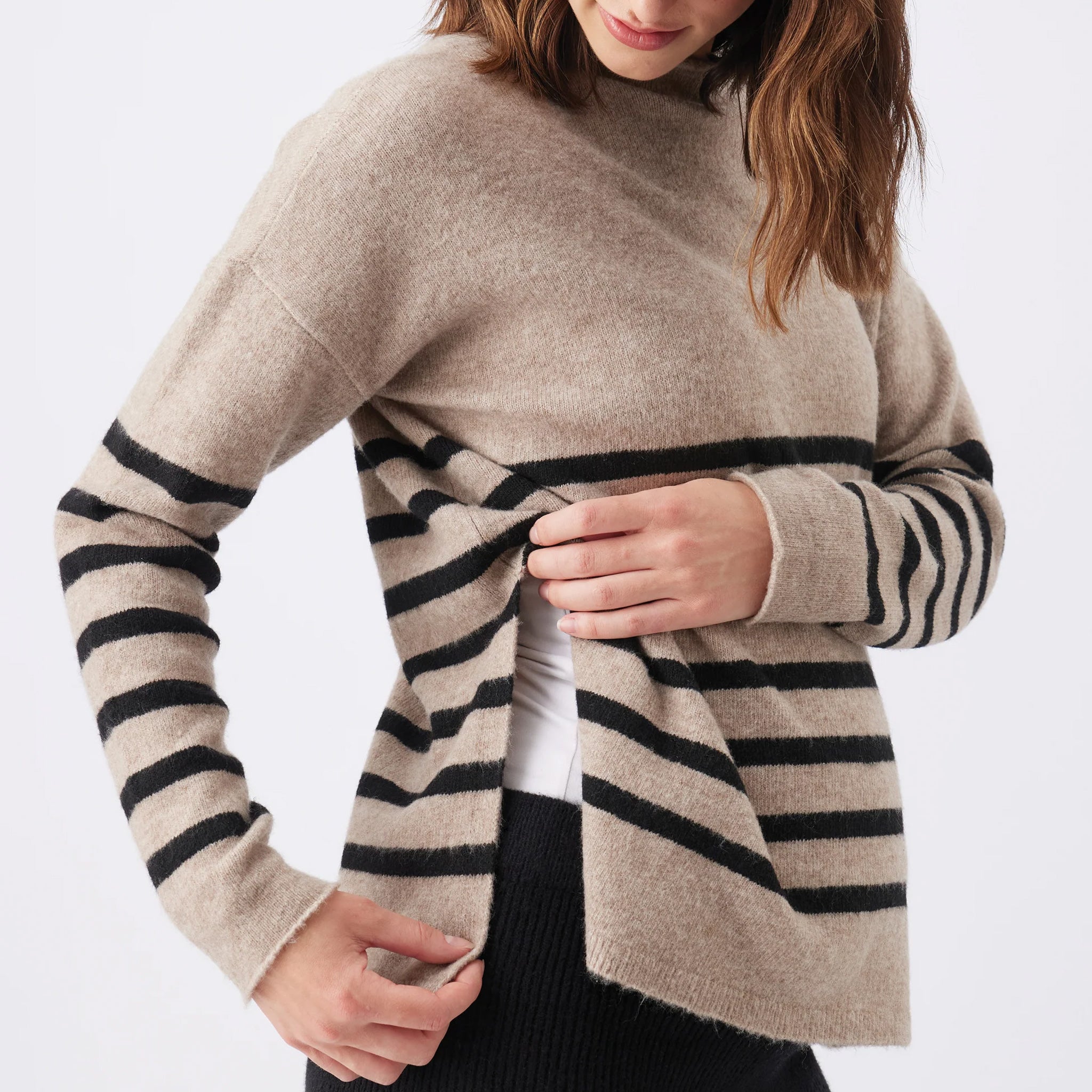 Gerrie Nursing Knit in Mocha & Black