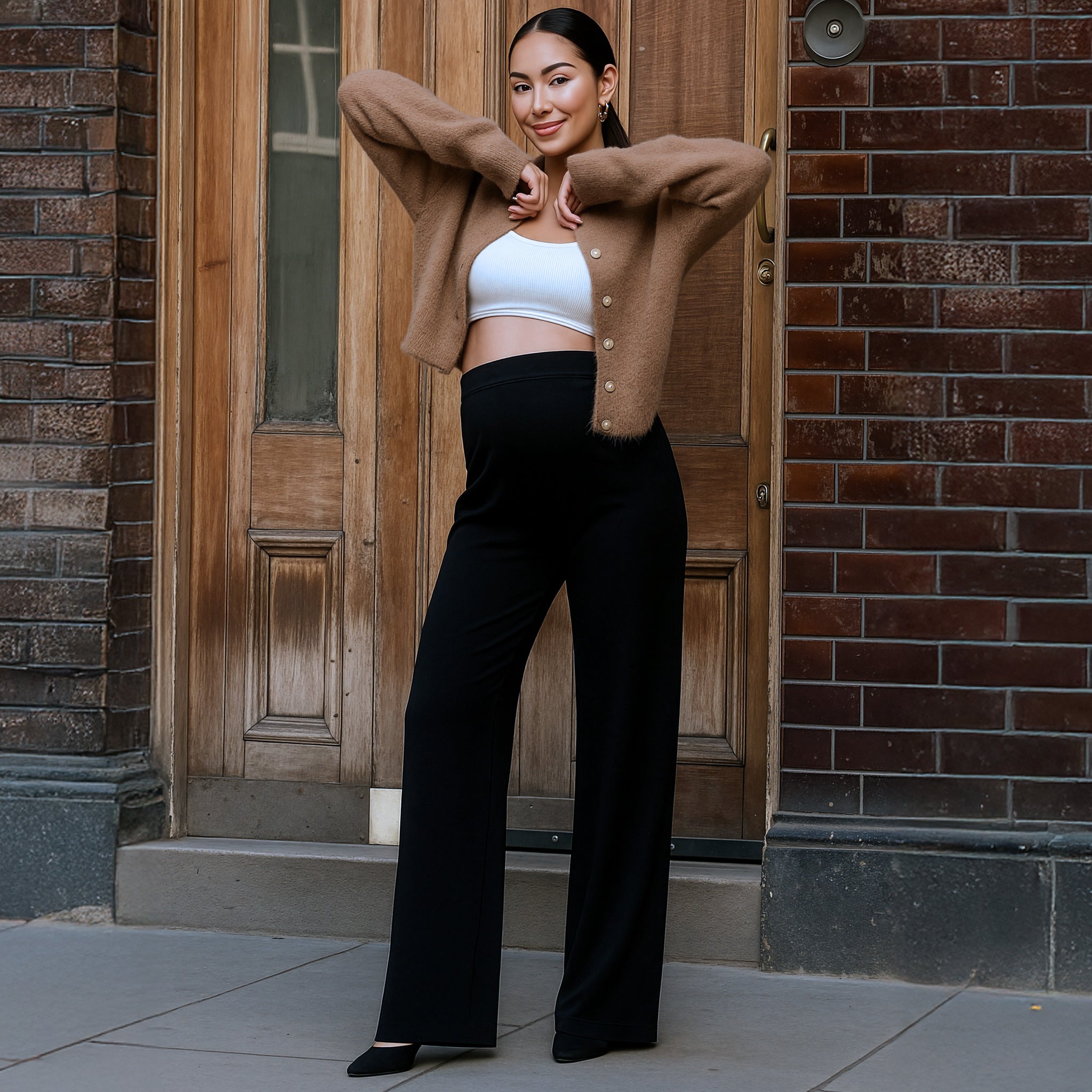 Pull-On Wide Leg Maternity Pants