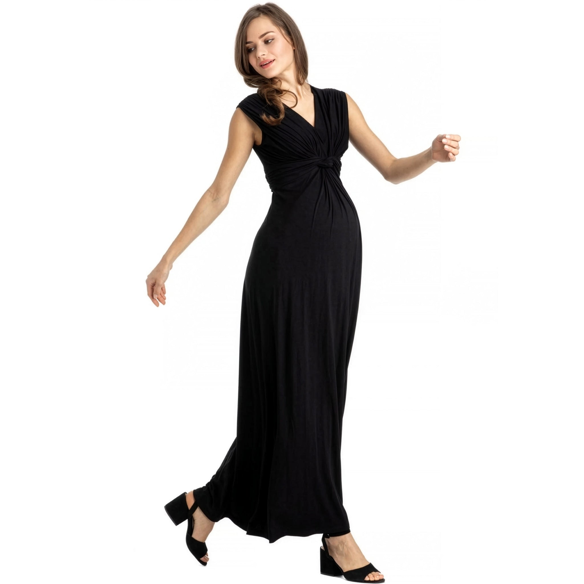 Papaver Maternity & Nursing Maxi Dress in Black