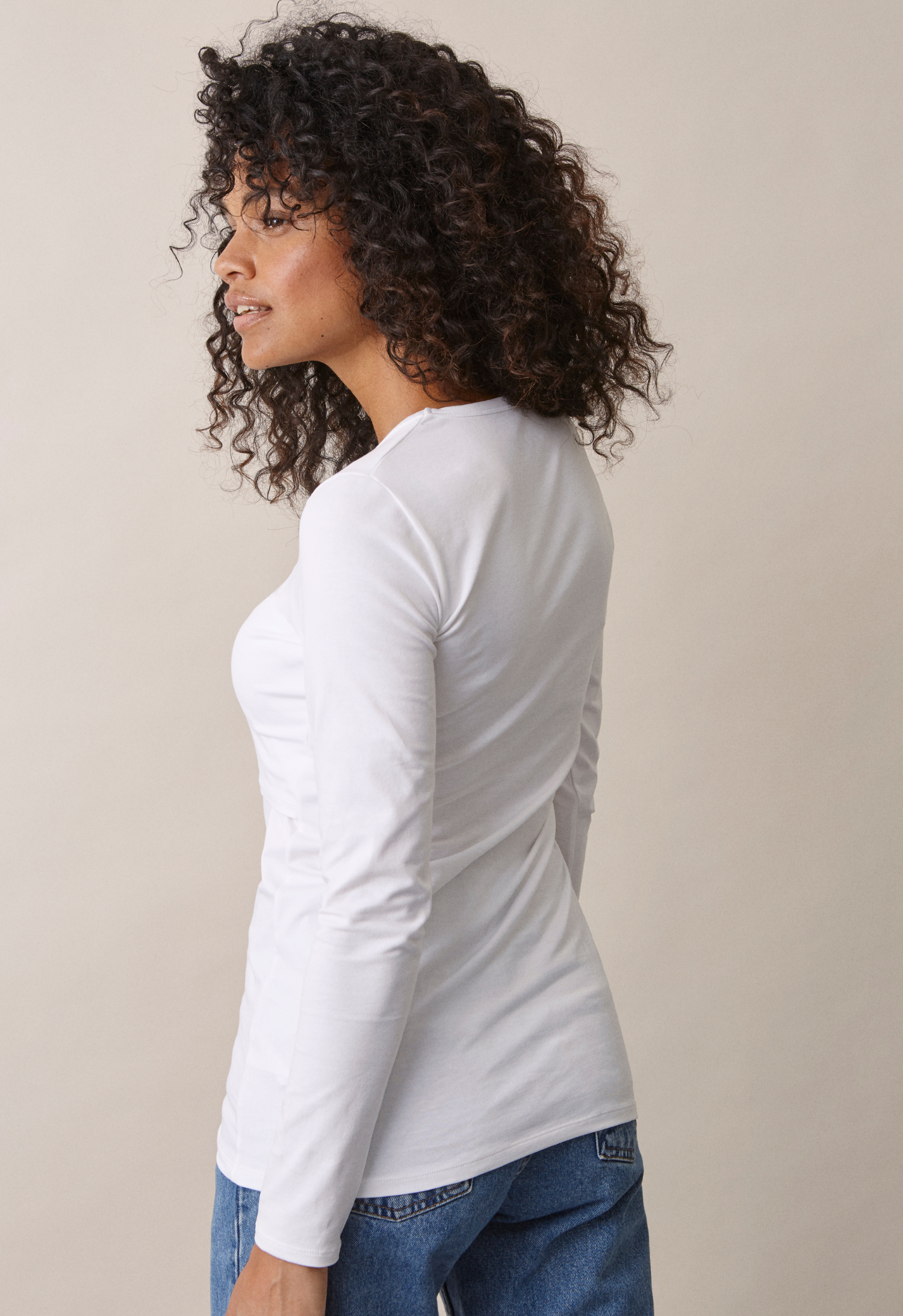 The Maternity & Nursing Long Sleeve Top in White