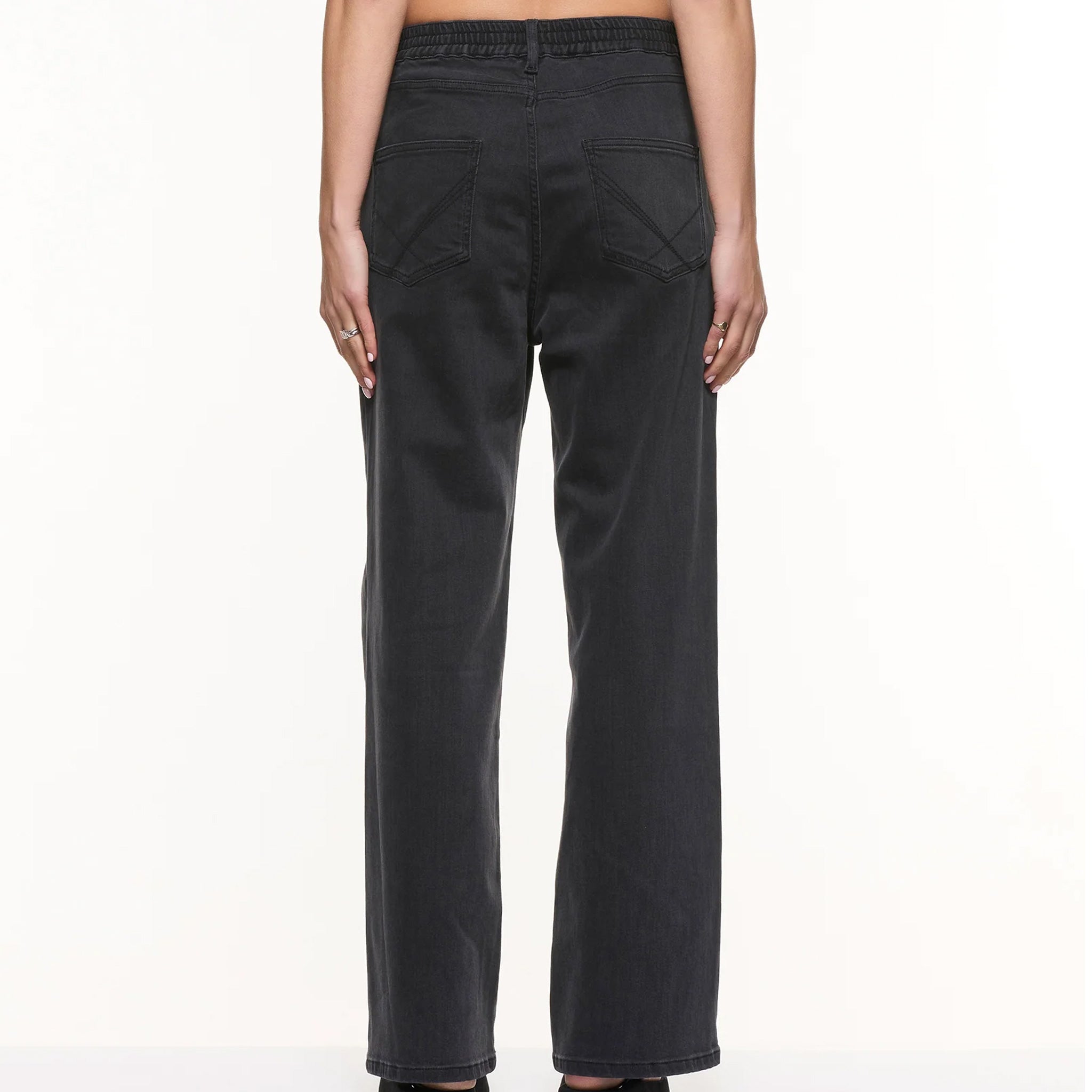 Relaxed Wide Leg Maternity Jeans in Washed Black