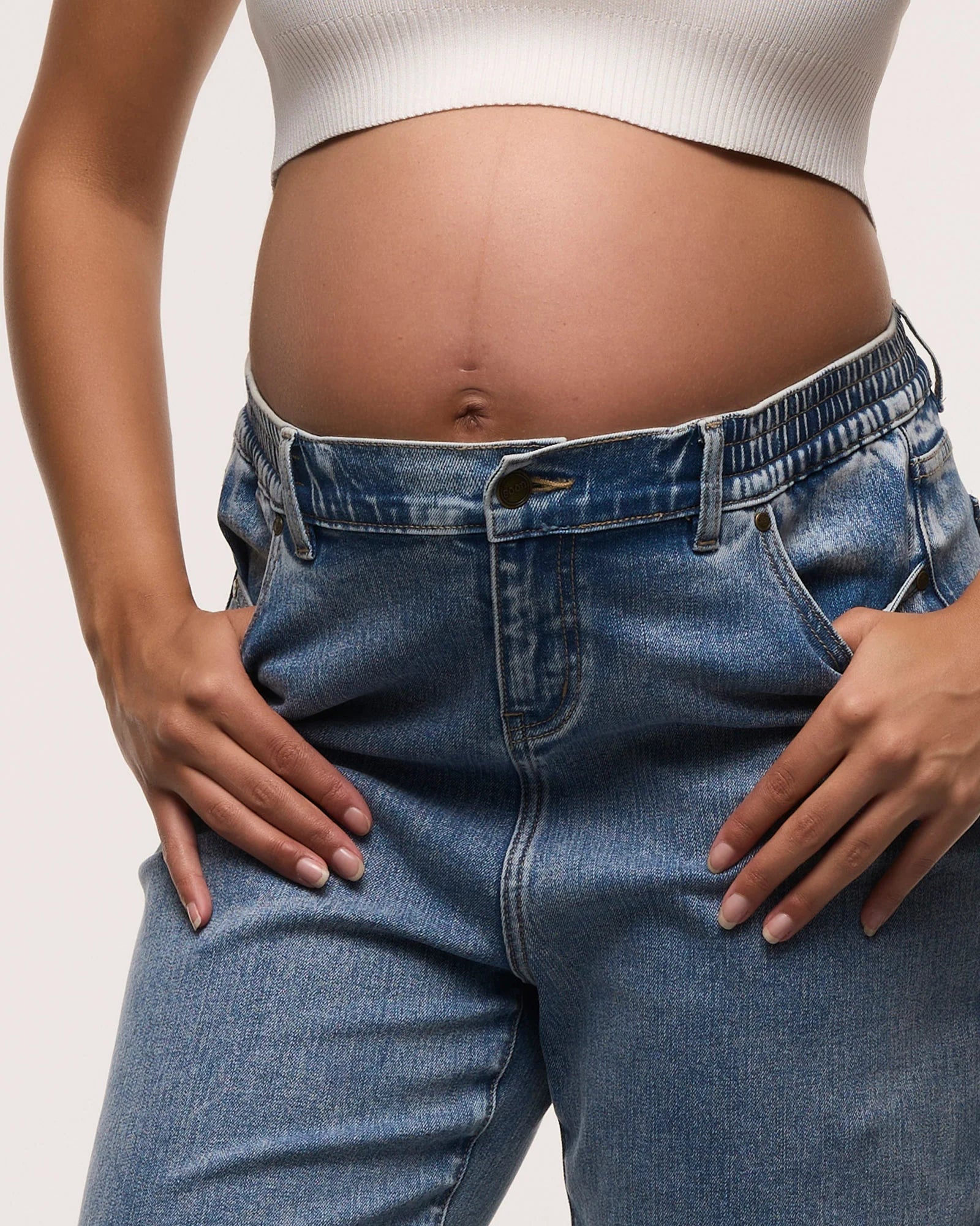 Relaxed Wide Leg Maternity Jeans in Dark Stone