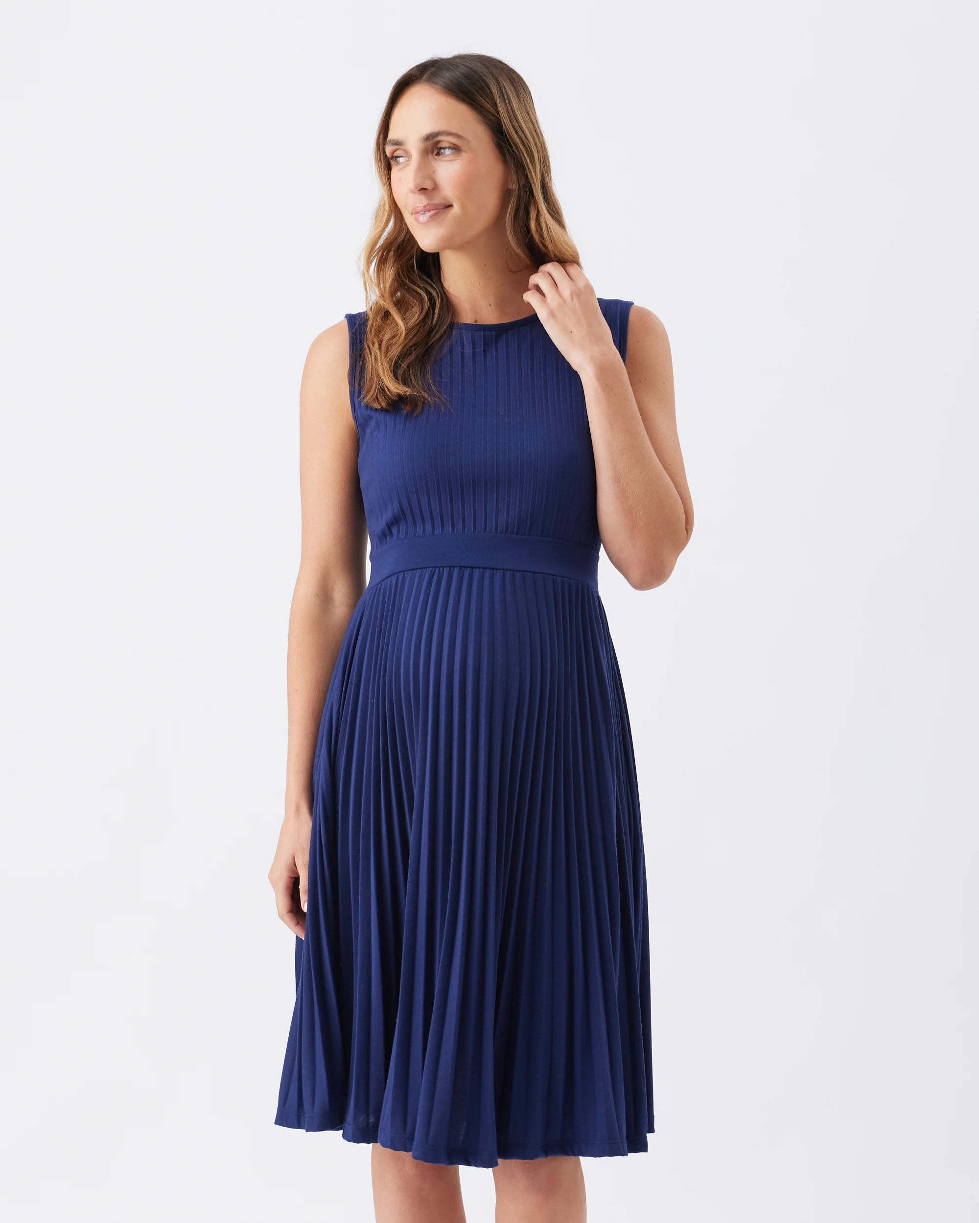 Knife Pleat Maternity Dress