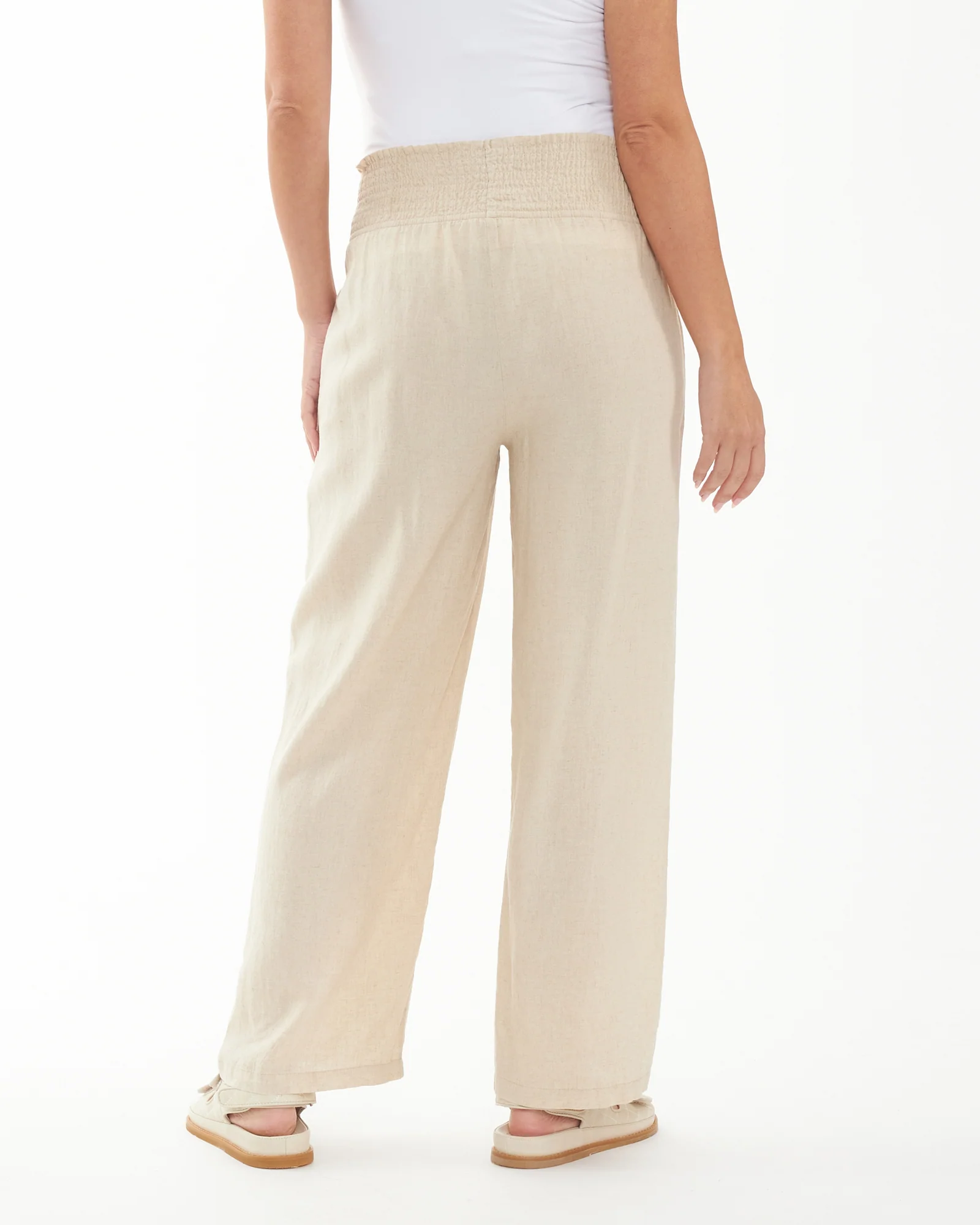 Indi Wide Leg Linen Pant in Natural