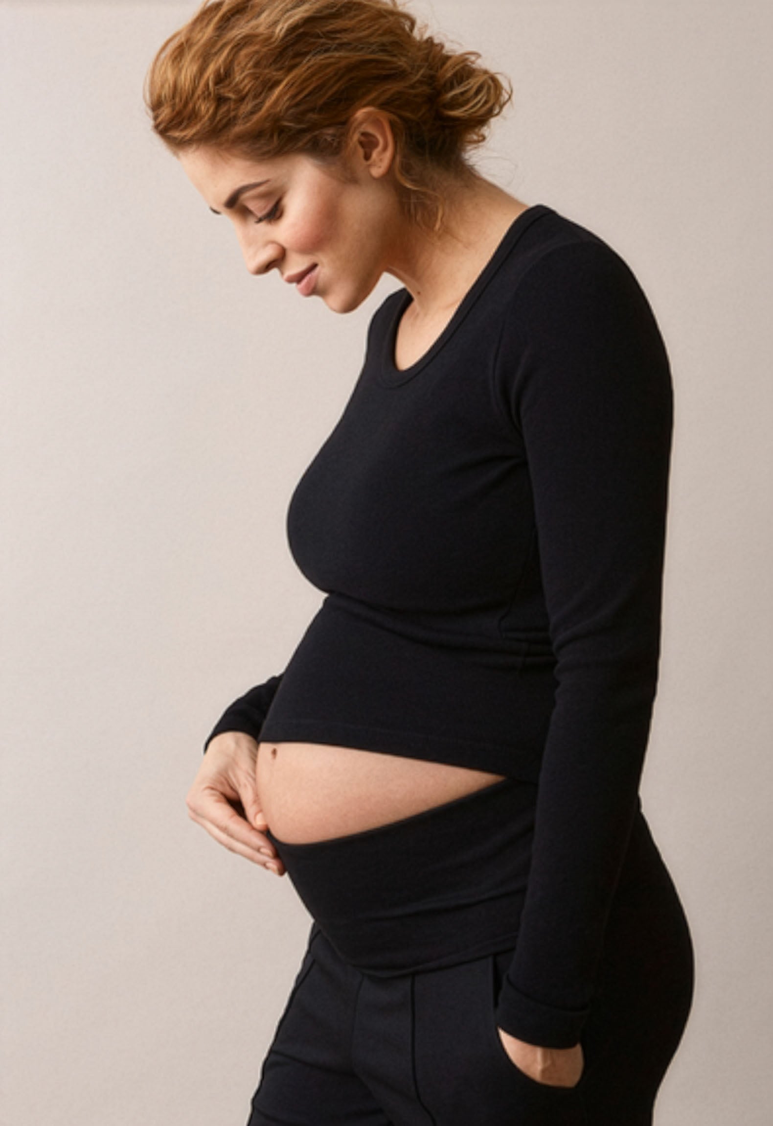 The Maternity & Nursing Long Sleeve Top in Black