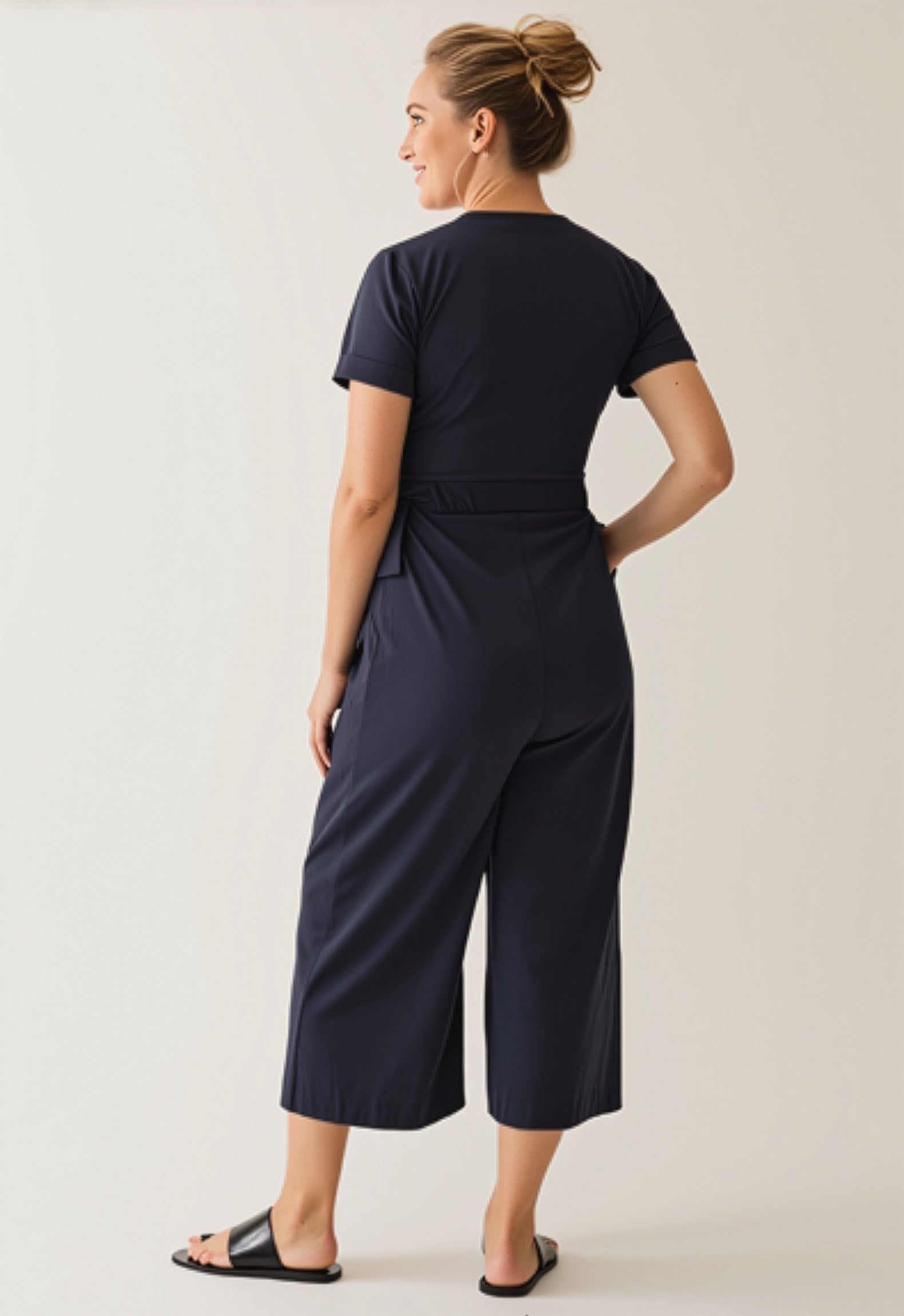Amelia Maternity & Nursing Jumpsuit in Midnight Blue
