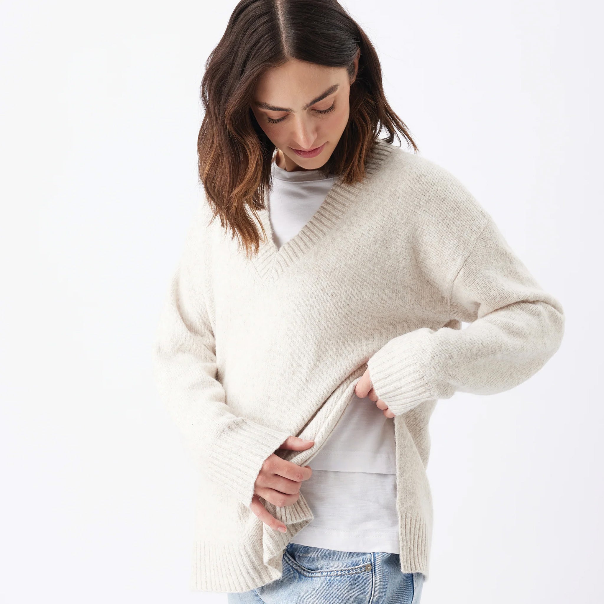 Vera Nursing Knit in Oat Marle