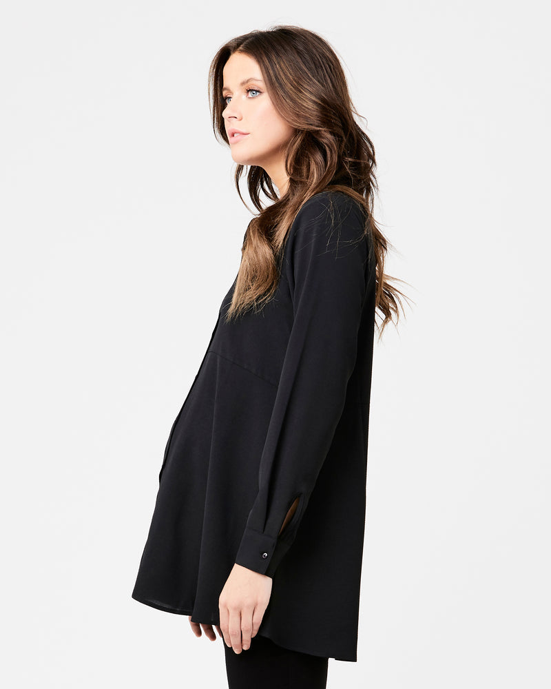 Peplum Maternity & Nursing Shirt in Black
