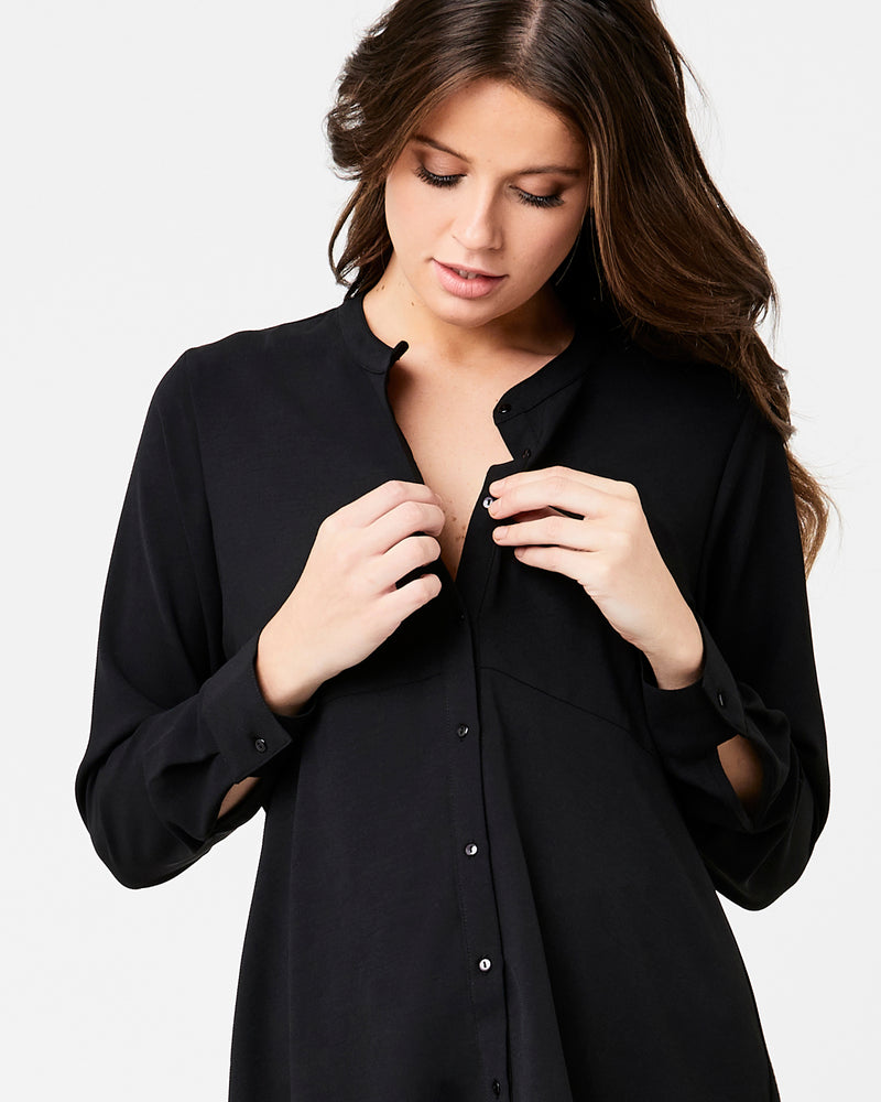 Peplum Maternity & Nursing Shirt in Black