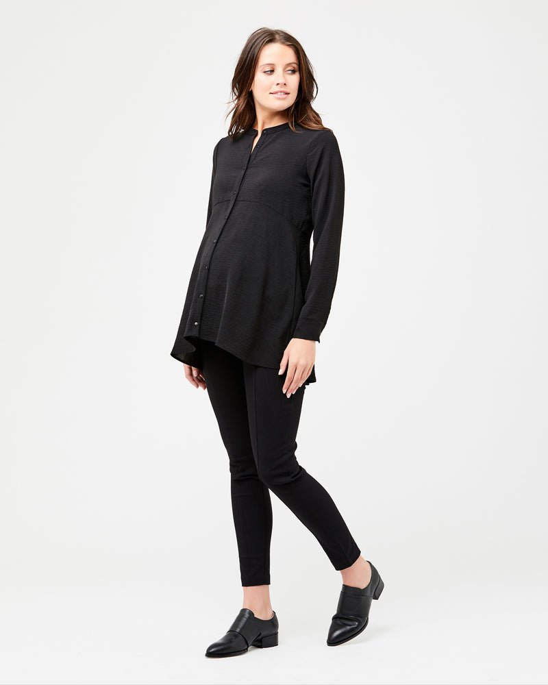 Peplum Maternity & Nursing Shirt in Black