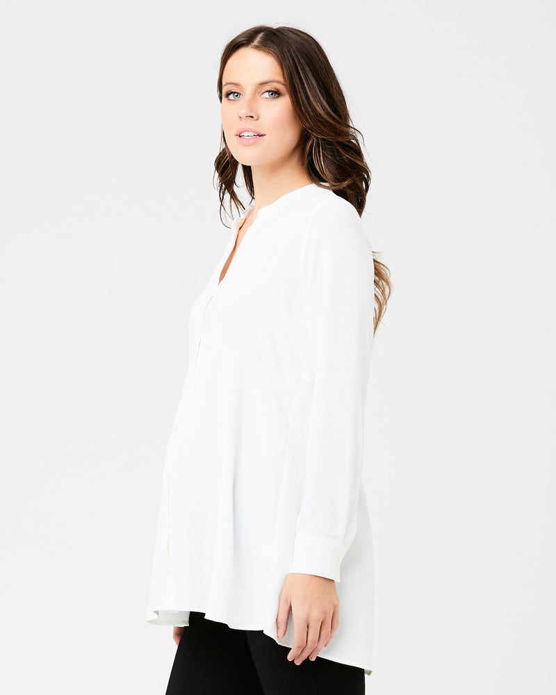 Peplum Maternity & Nursing Shirt in White