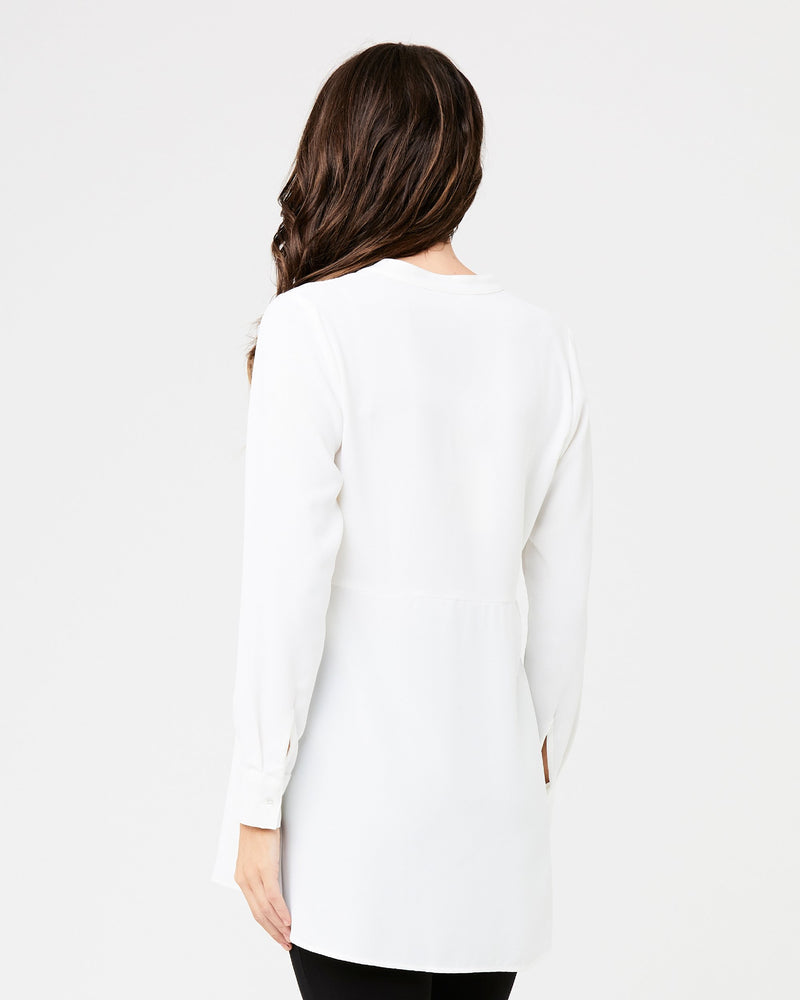 Peplum Maternity & Nursing Shirt in White