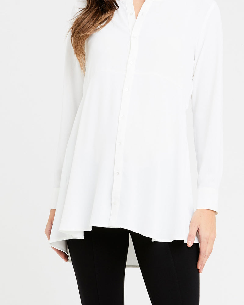 Peplum Maternity & Nursing Shirt in White