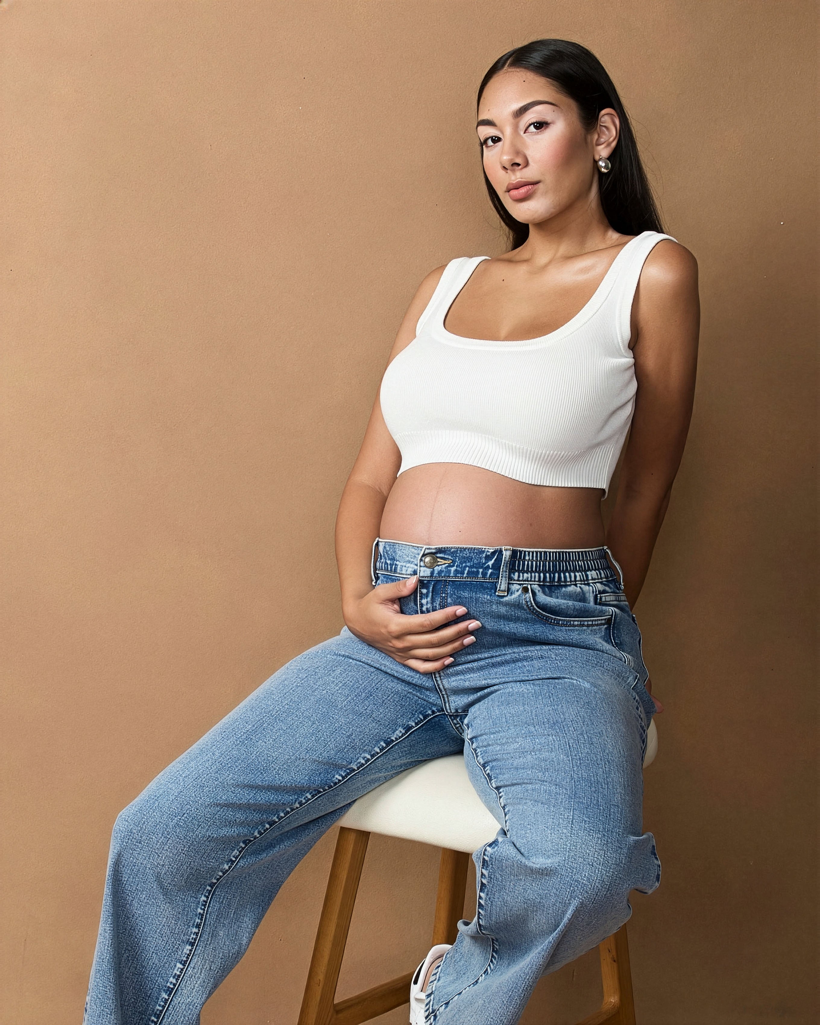 Relaxed Wide Leg Maternity Jeans in Dark Stone