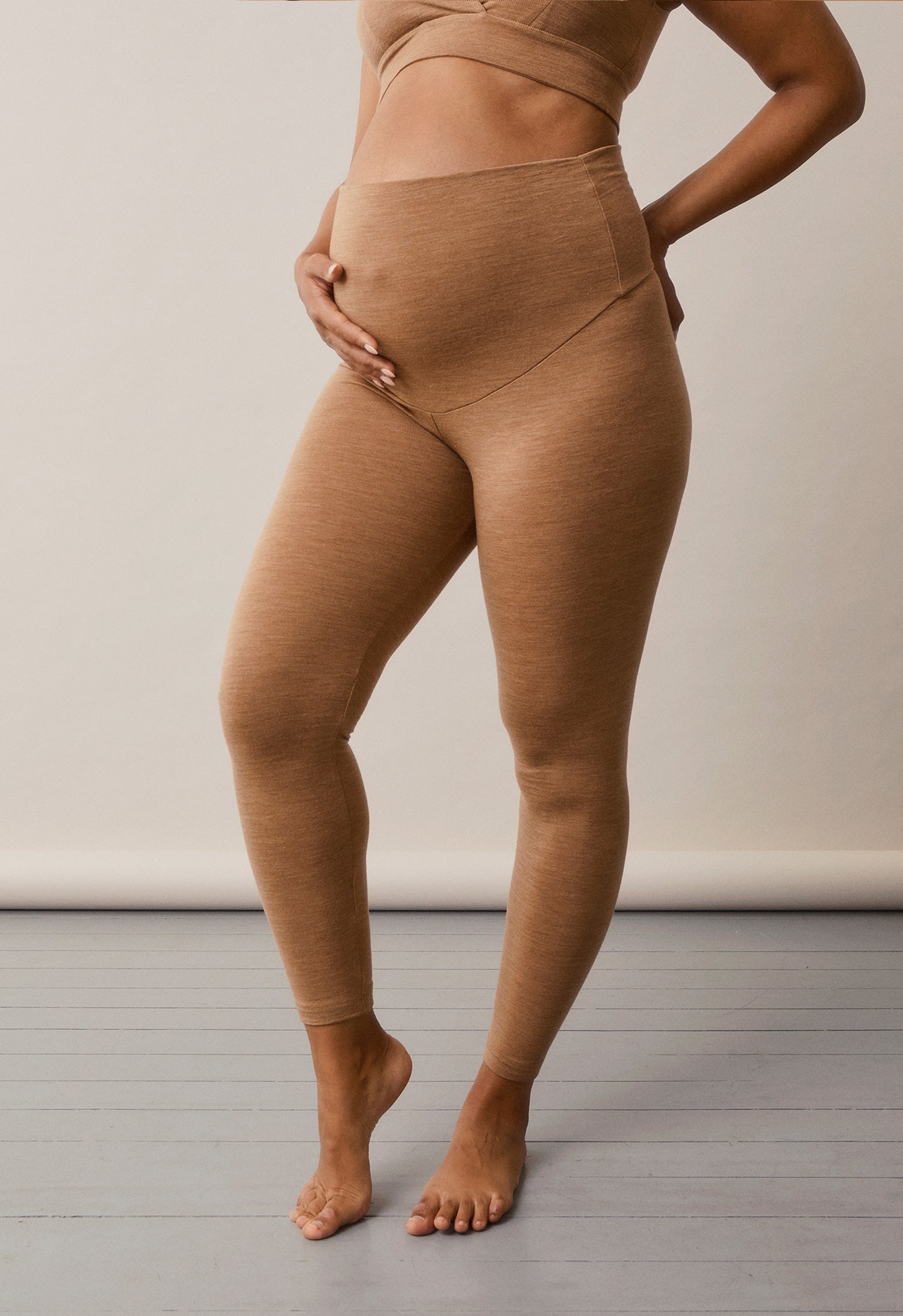 Merino Wool Leggings in Caramel Melange