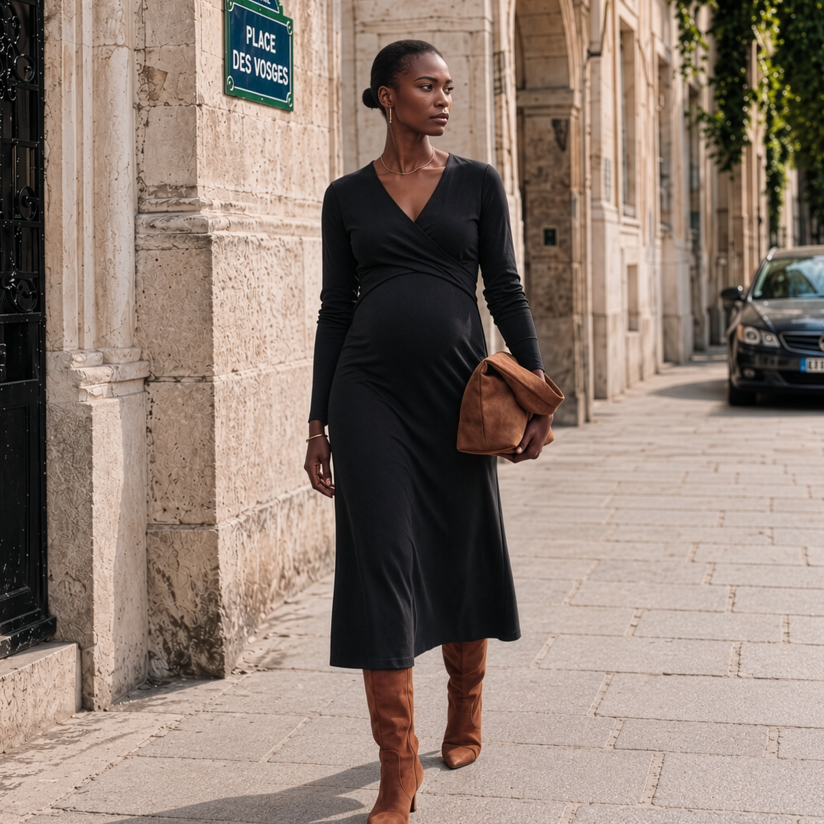 Willa Maternity & Nursing Knit Sweater in Black