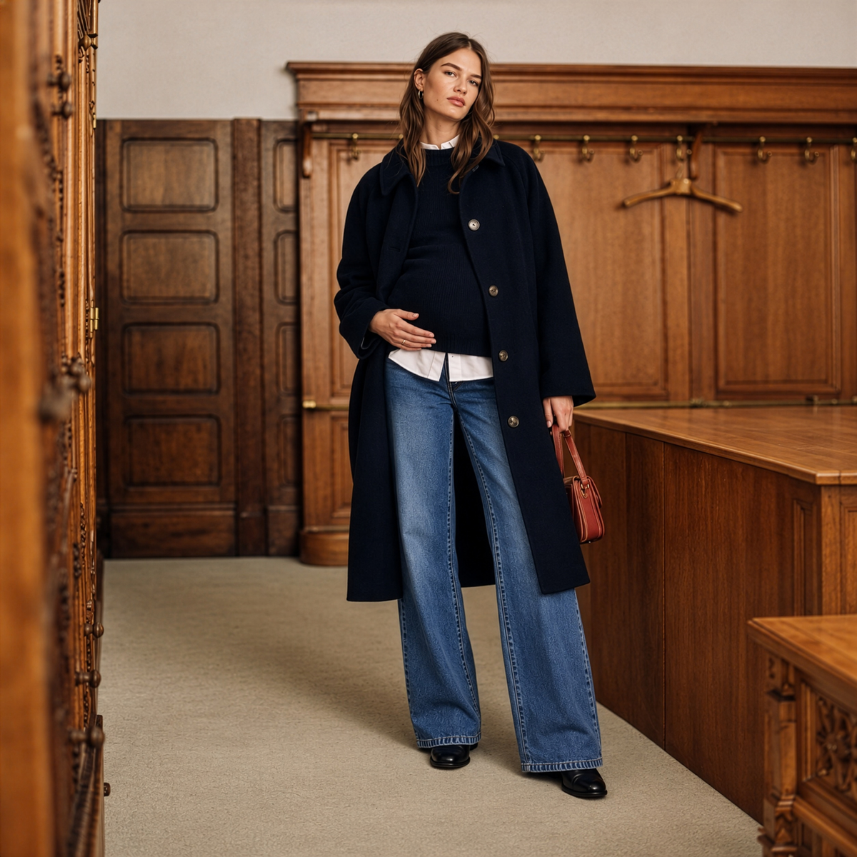 Billie Wide-Leg Maternity Jeans in Dark Wash