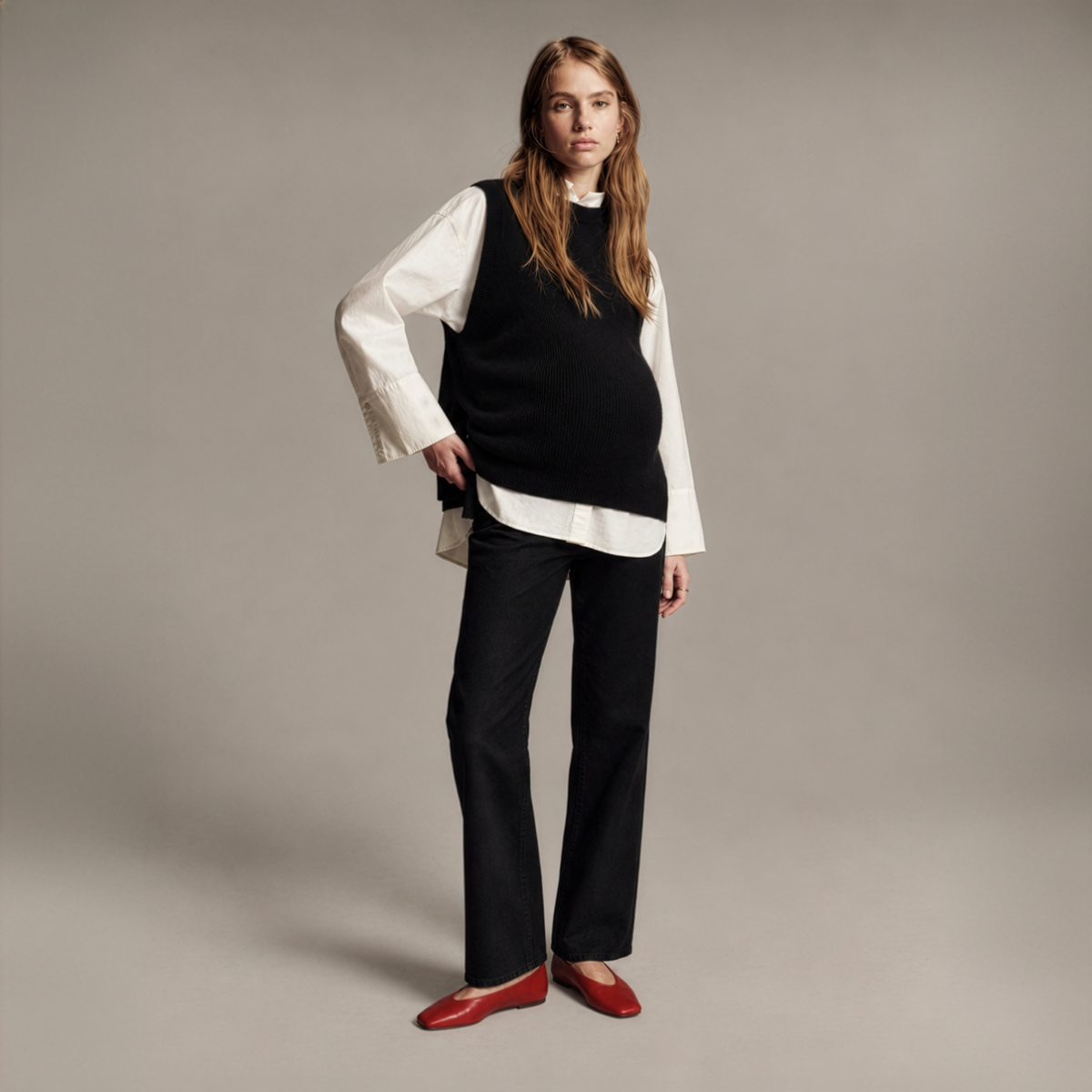 Miller Wide-Leg Over-the-Bump Maternity Jeans in Black