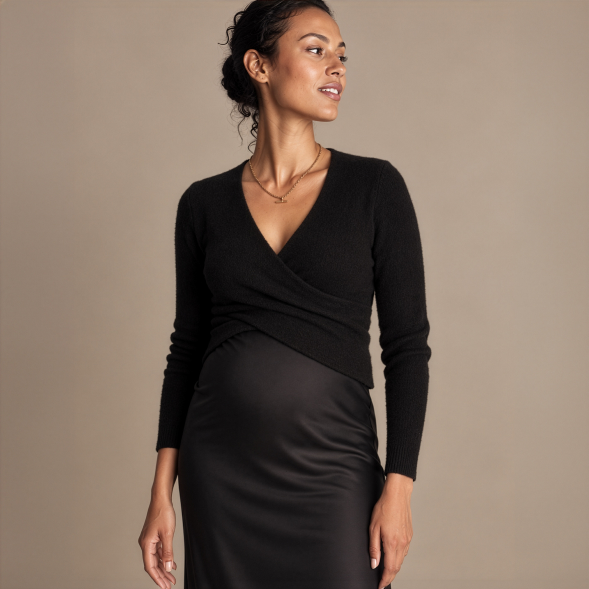 Willa Maternity & Nursing Knit Sweater in Black