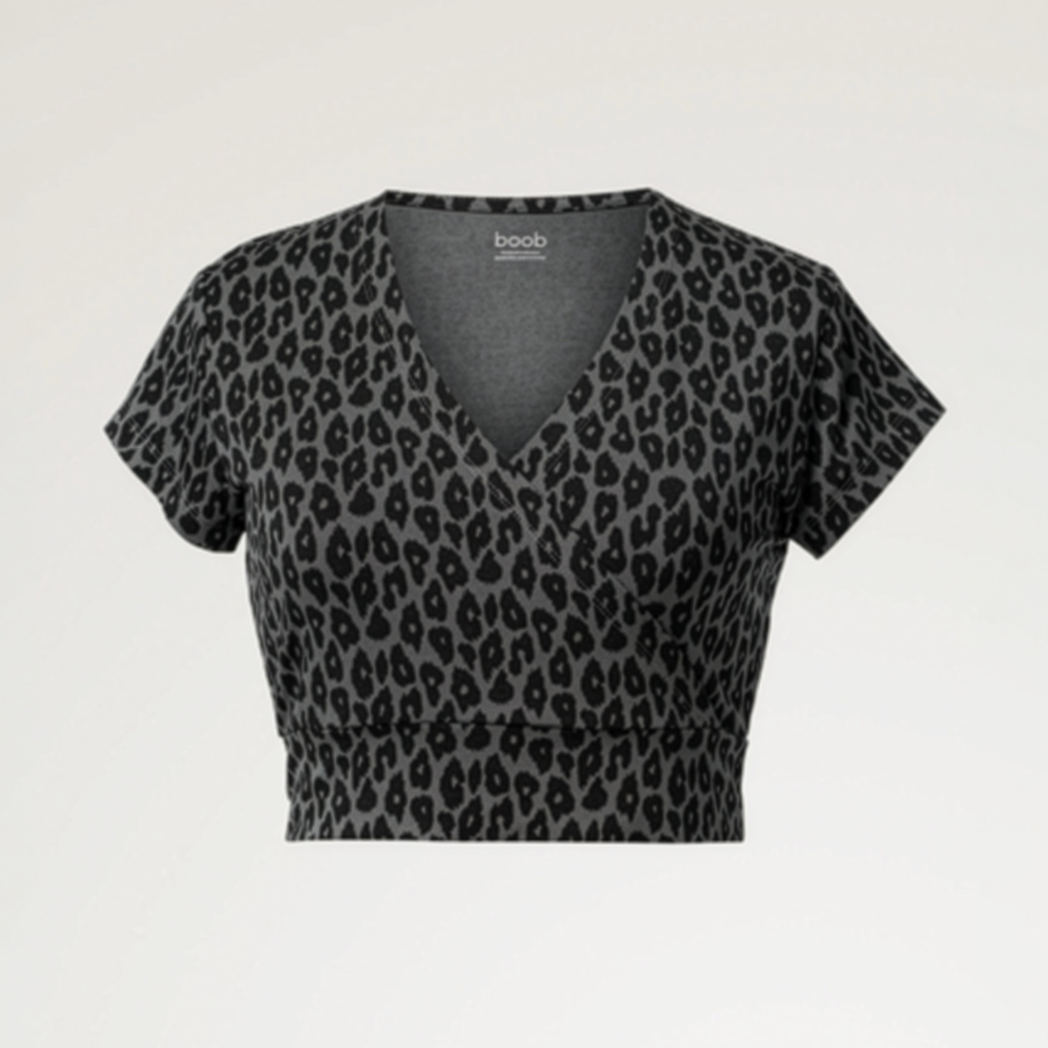 The Leopard Wrap Nursing Top in Charcoal Leopard