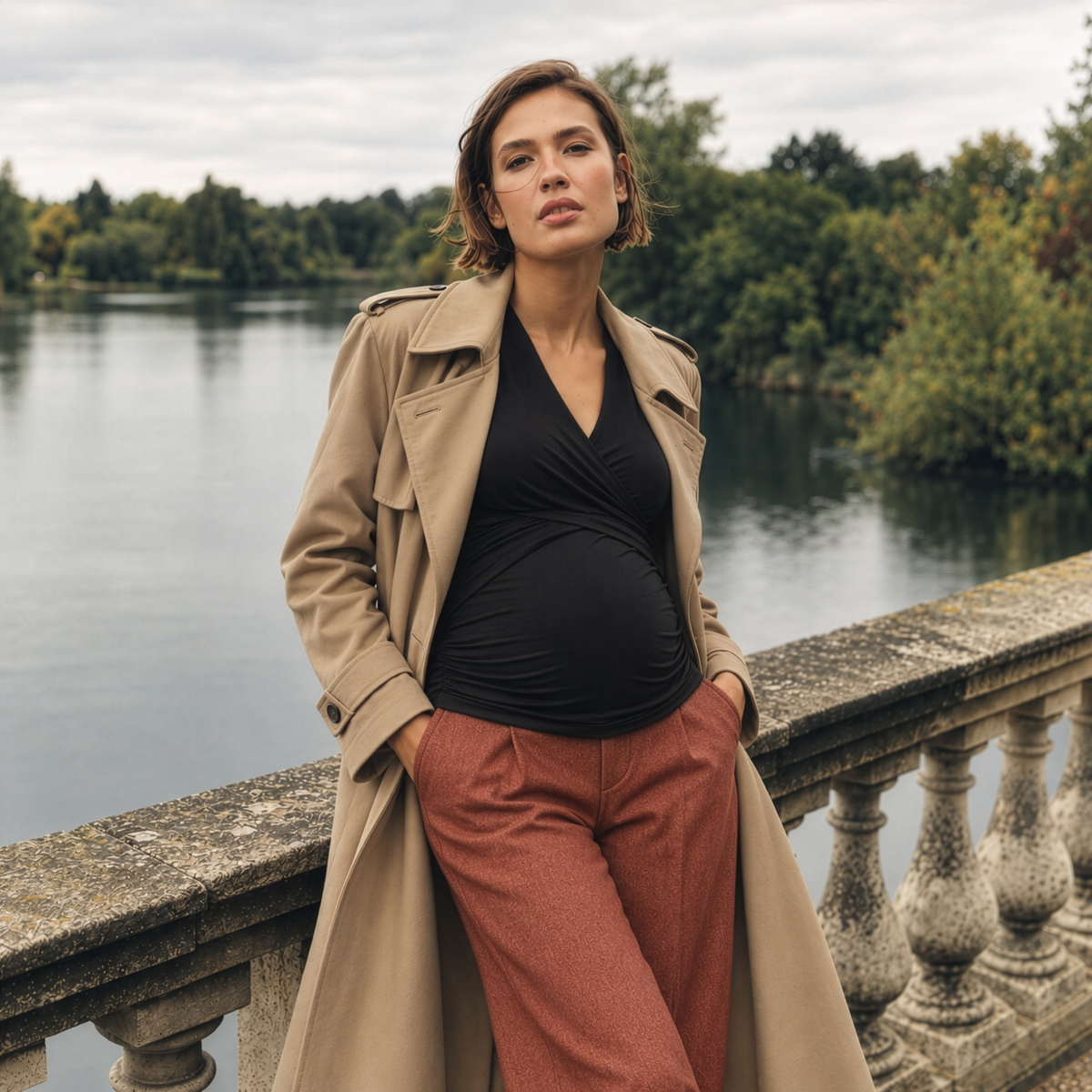 Luxe Knit Embrace Maternity & Nursing Top in Black