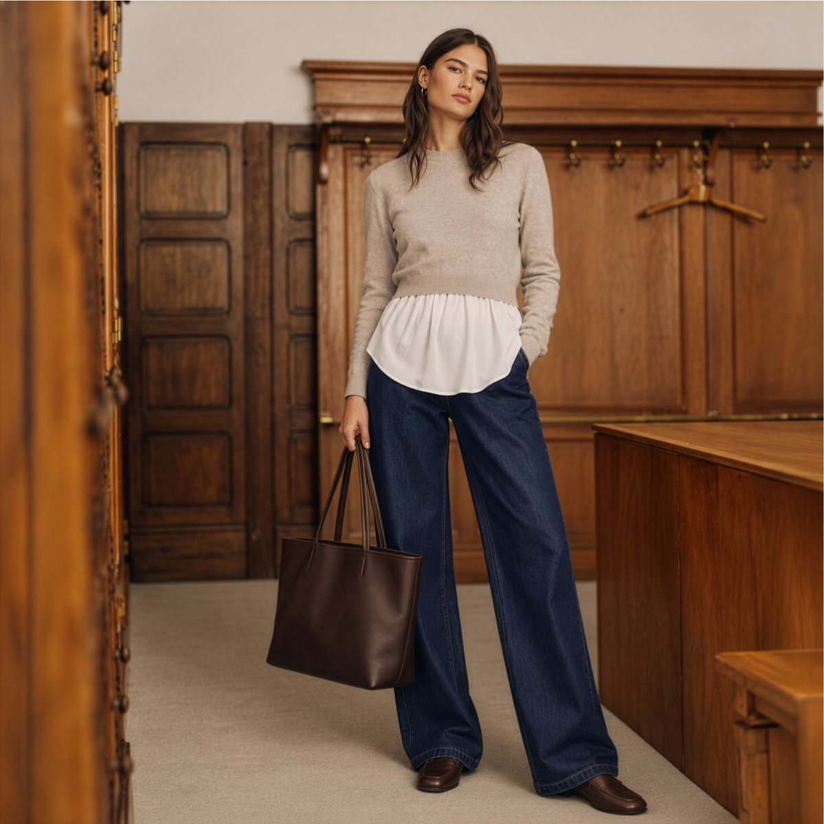 Sandy Detachable Maternity & Nursing Knit in Latte