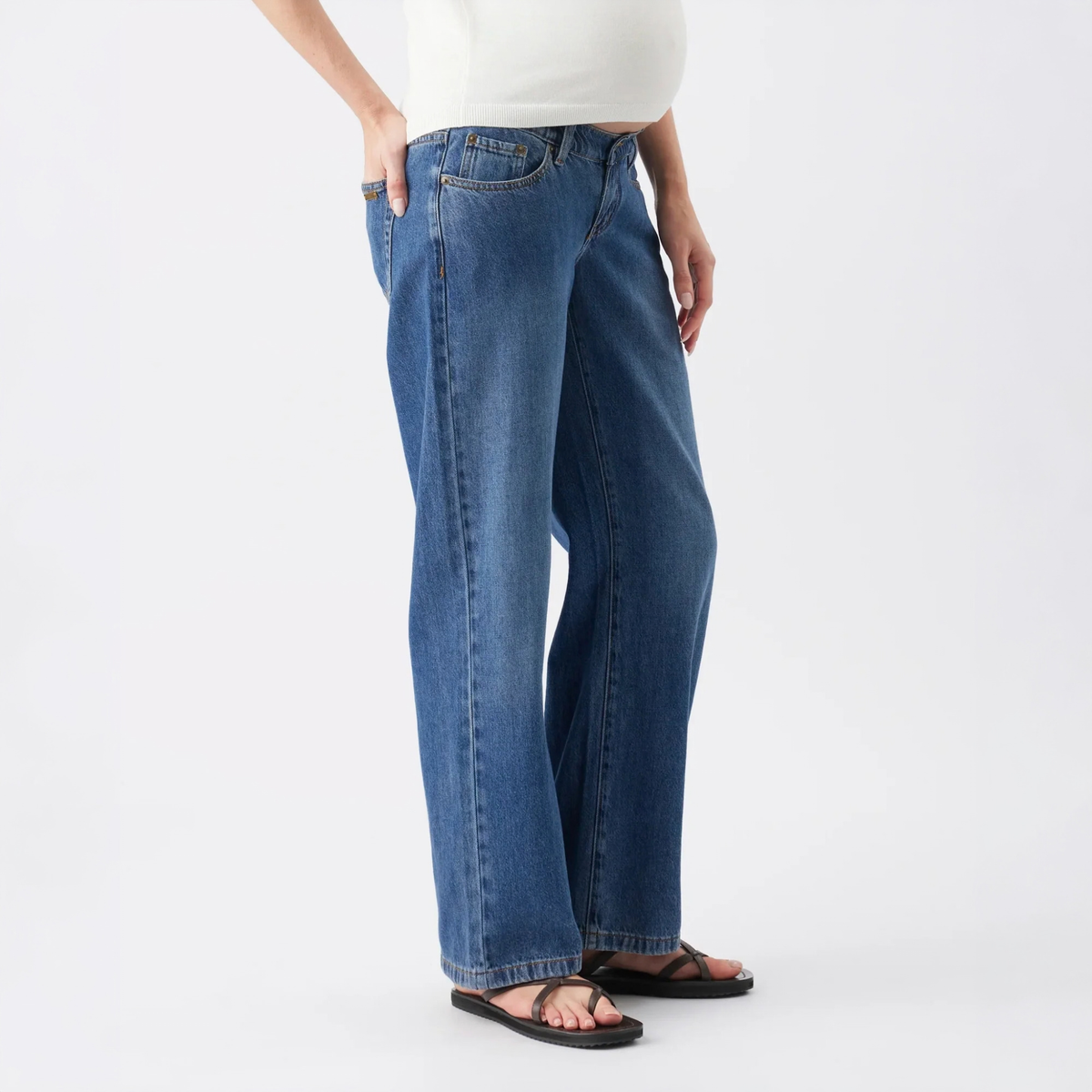 Billie Wide-Leg Maternity Jeans in Dark Wash
