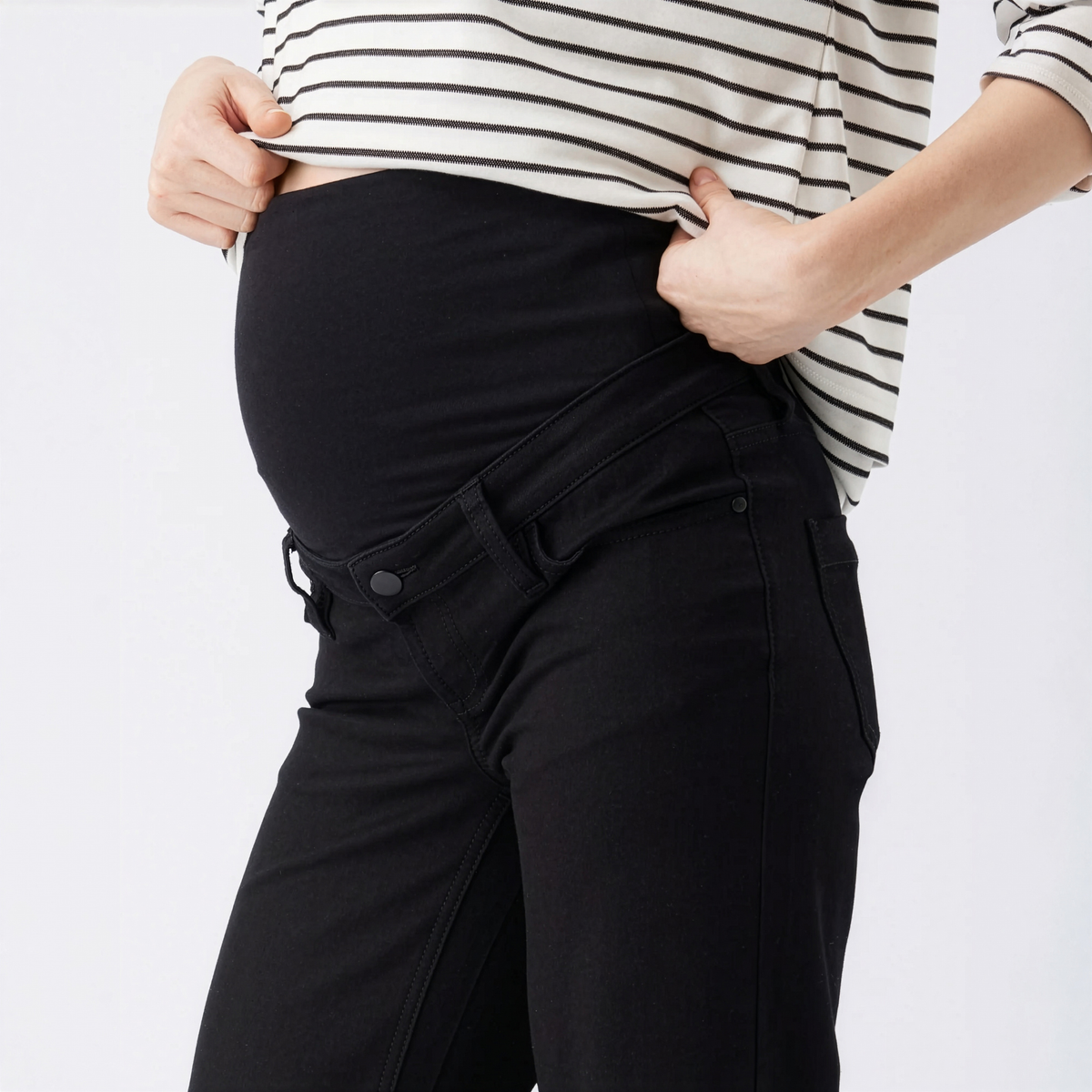 Miller Wide-Leg Over-the-Bump Maternity Jeans in Black