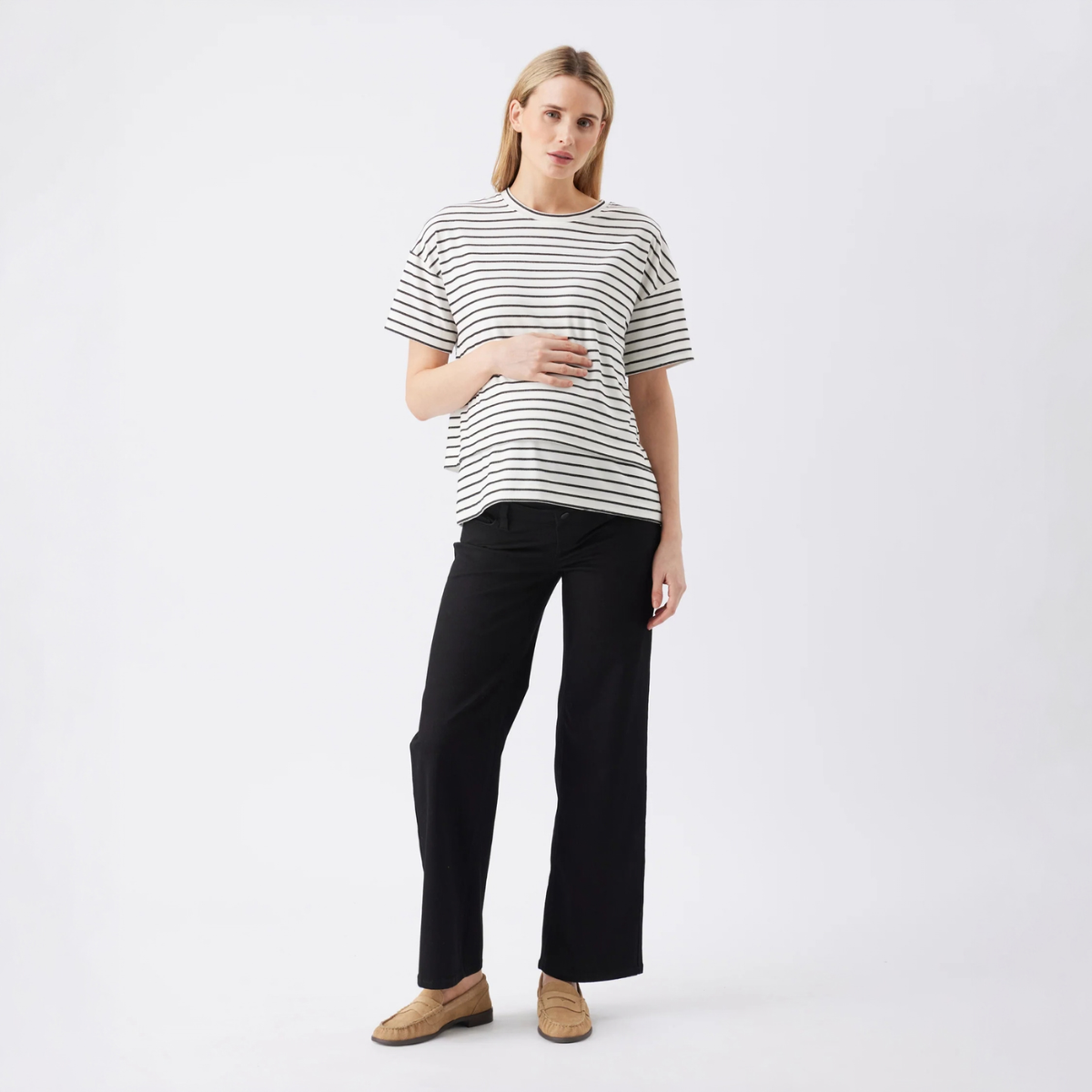 Miller Wide-Leg Over-the-Bump Maternity Jeans in Black
